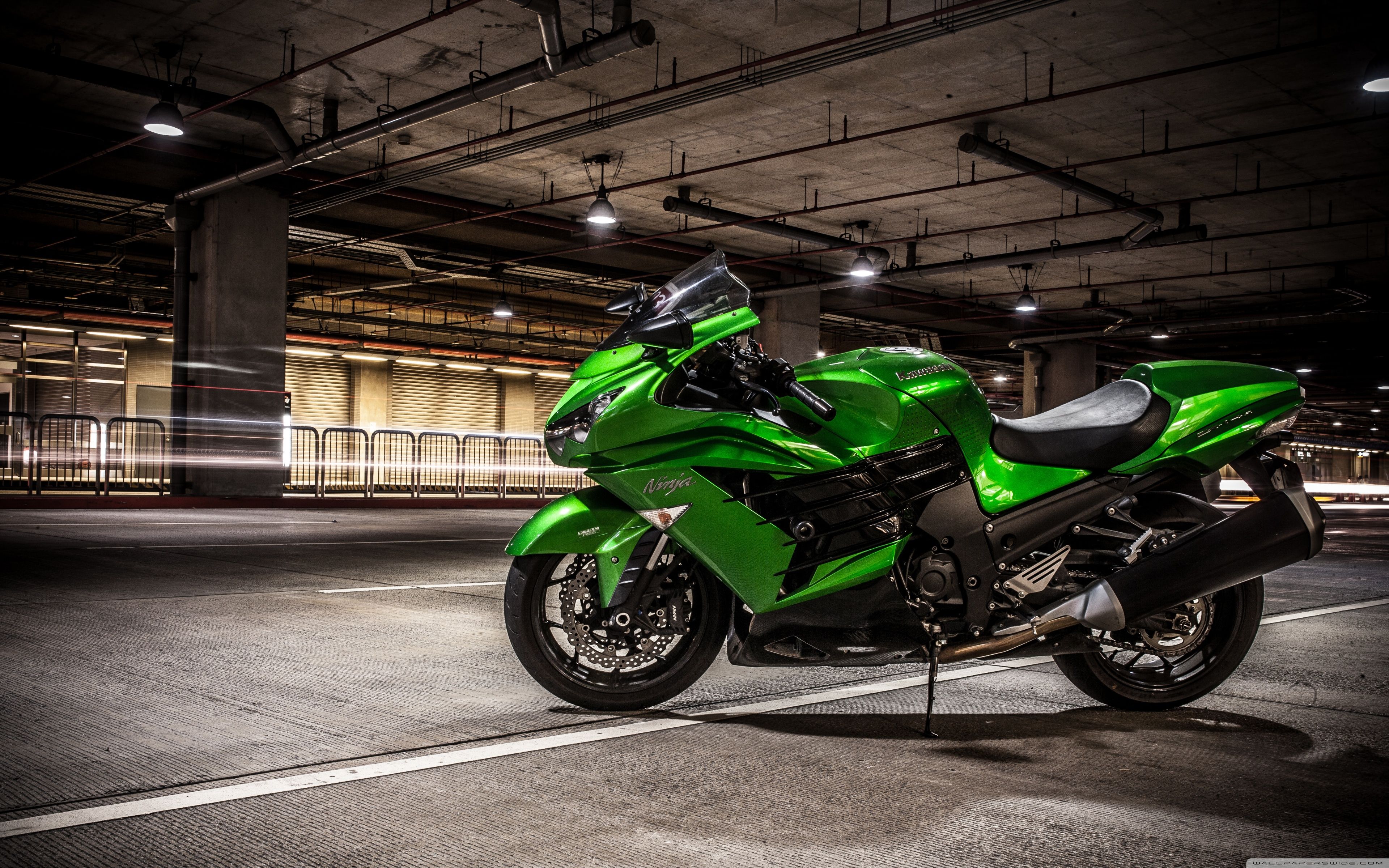 Lime Green Kawasaki Ninja Motorcycle Ultra HD Desktop Background