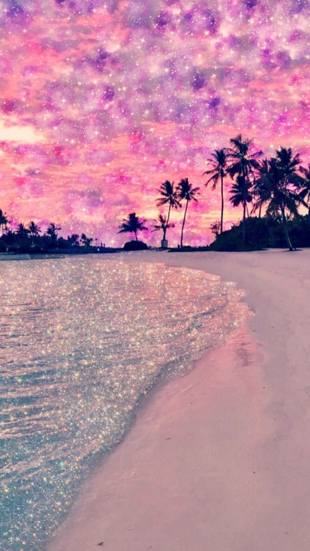 Galaxy Beach, made by me #purple #sparkly #wallpaper #background