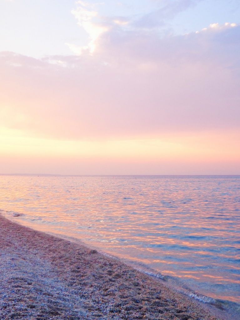 Ocean Beach Pink Sunset Greece iPad mini wallpaper