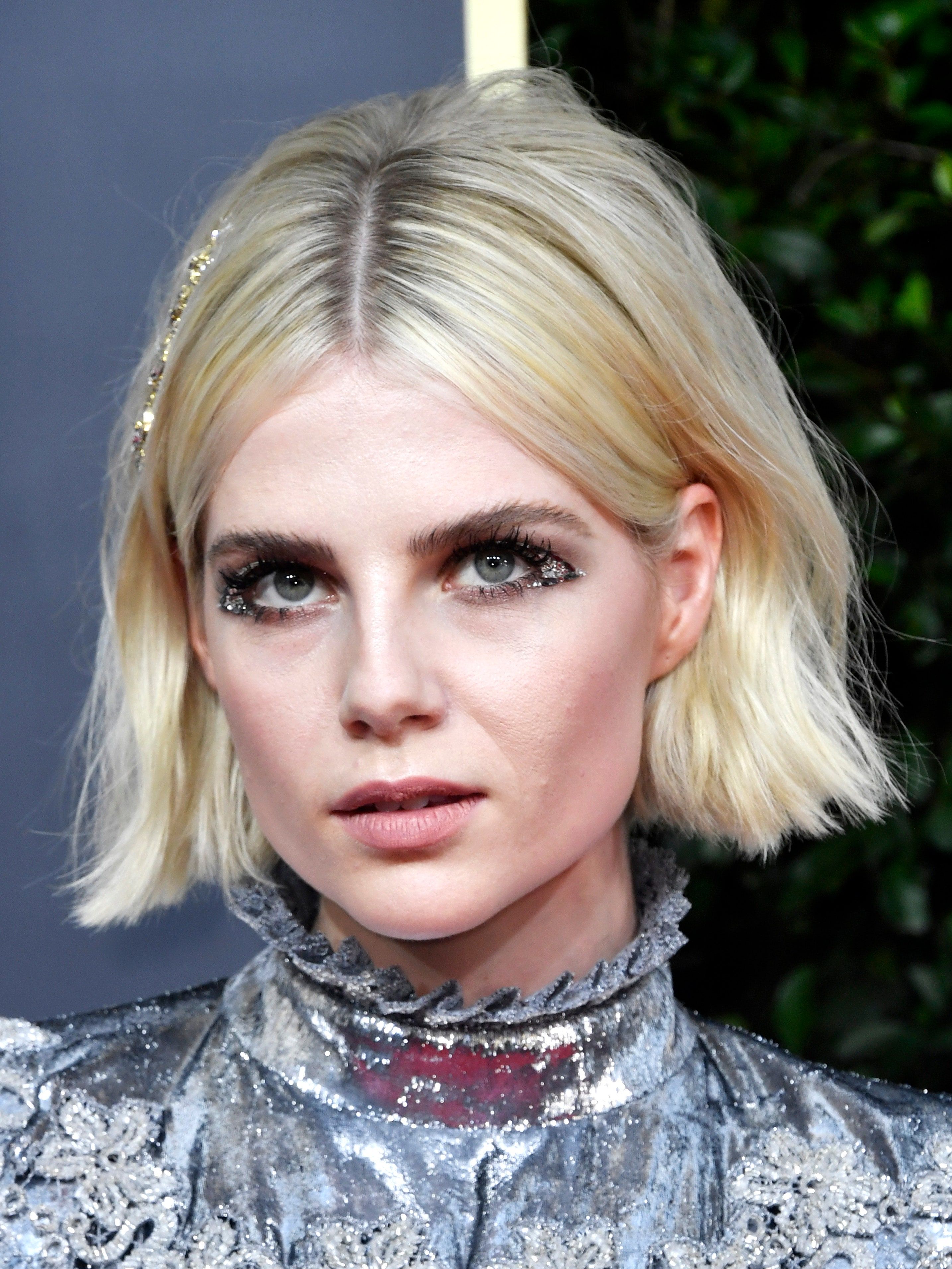 Golden Globes 2020: Lucy Boynton Wore Bedazzled Winged Liner