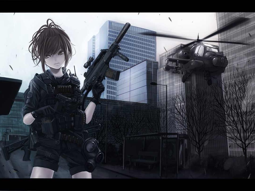 Anime Girl With Gun Wallpaperx810