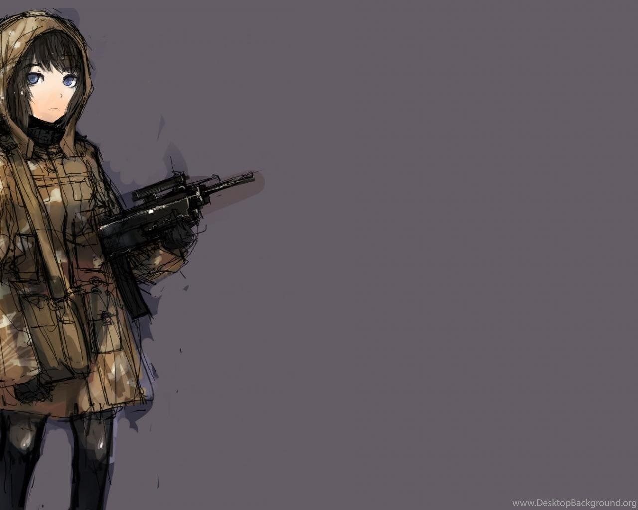 Anime Girls With Guns Wallpaper 1920x1080 Desktop Background