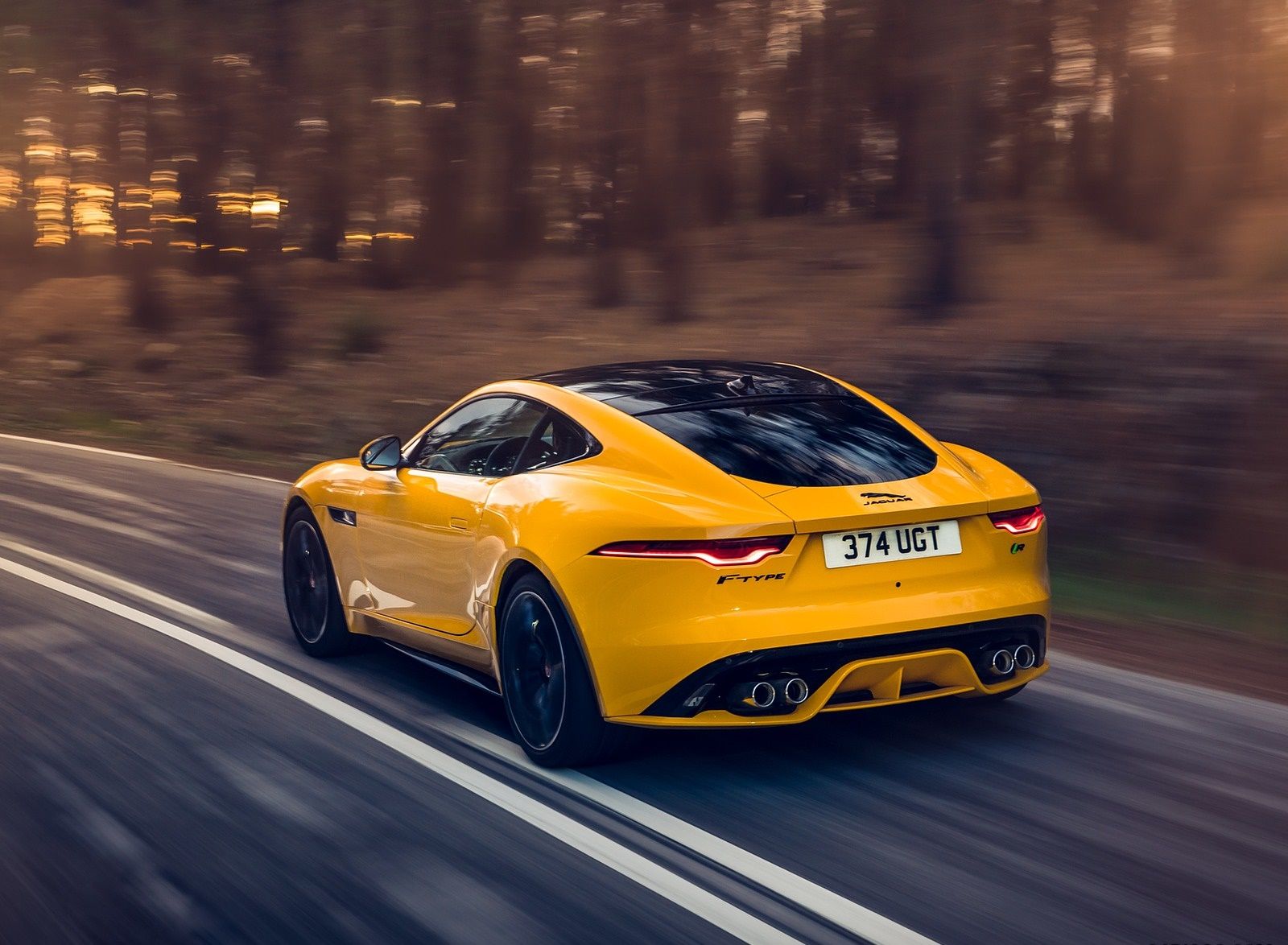 Jaguar F TYPE R Coupe AWD (Color: Sorrento Yellow) Rear Three