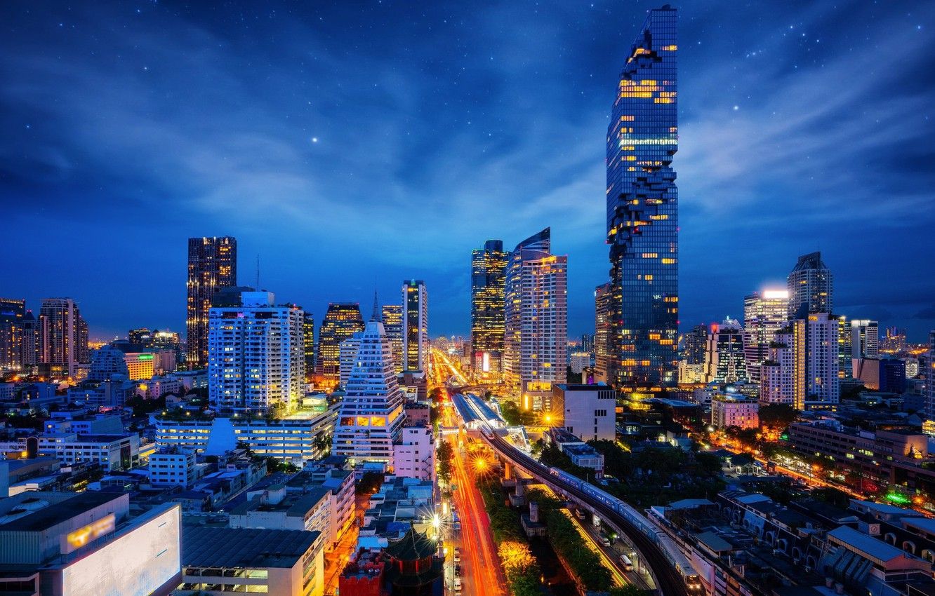 Wallpaper the sky, night, building, Thailand, Bangkok image