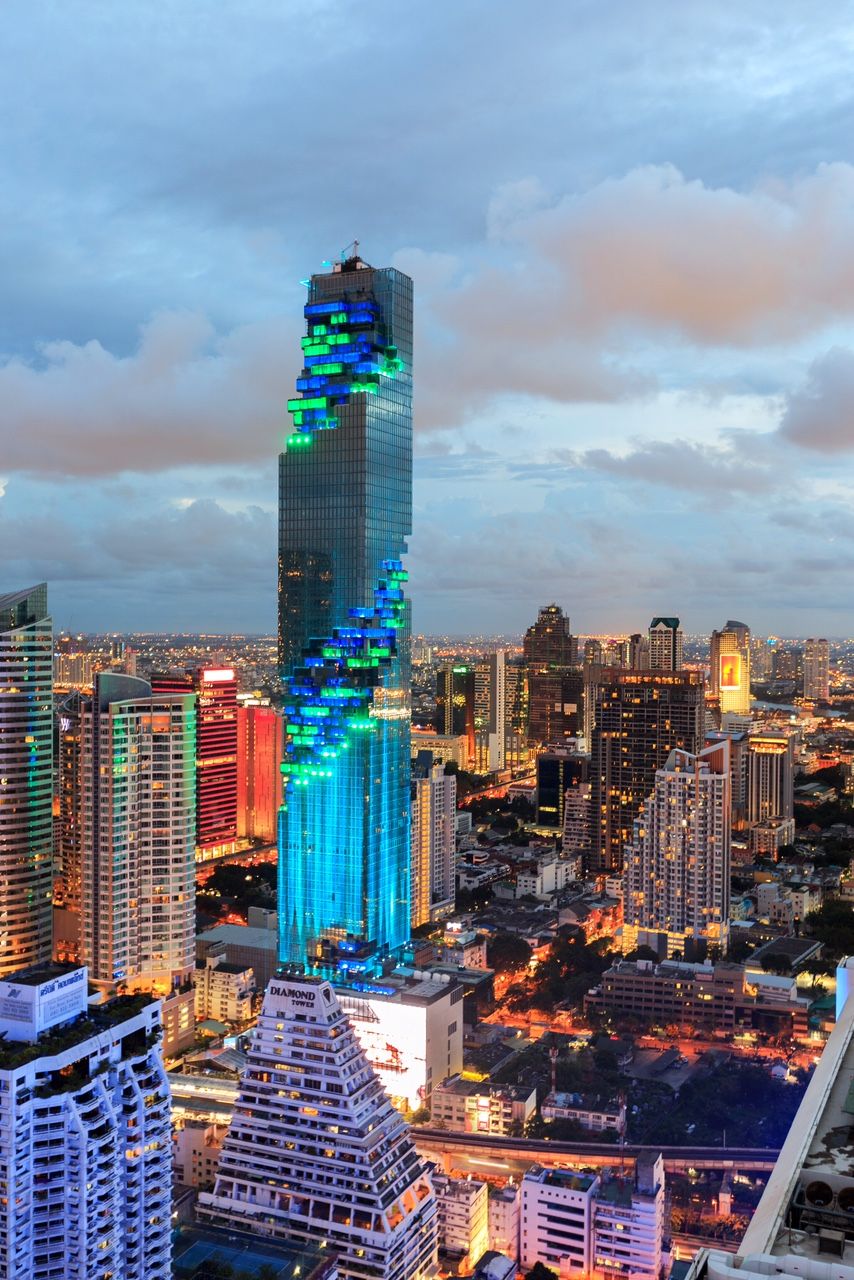 Thailand's tallest building MahaNakhon shines in Bangkok sky