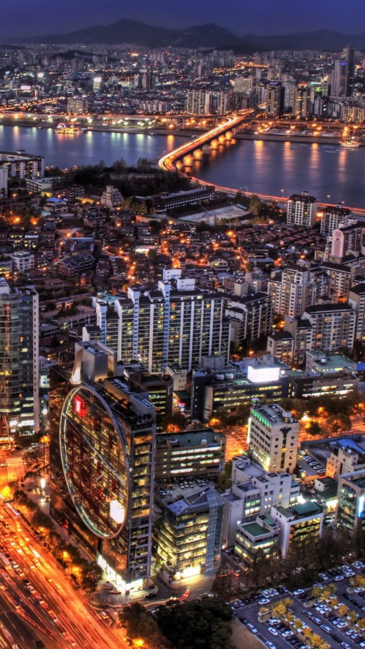 Seoul At Night South Korea iPhone 6 Wallpaper HD