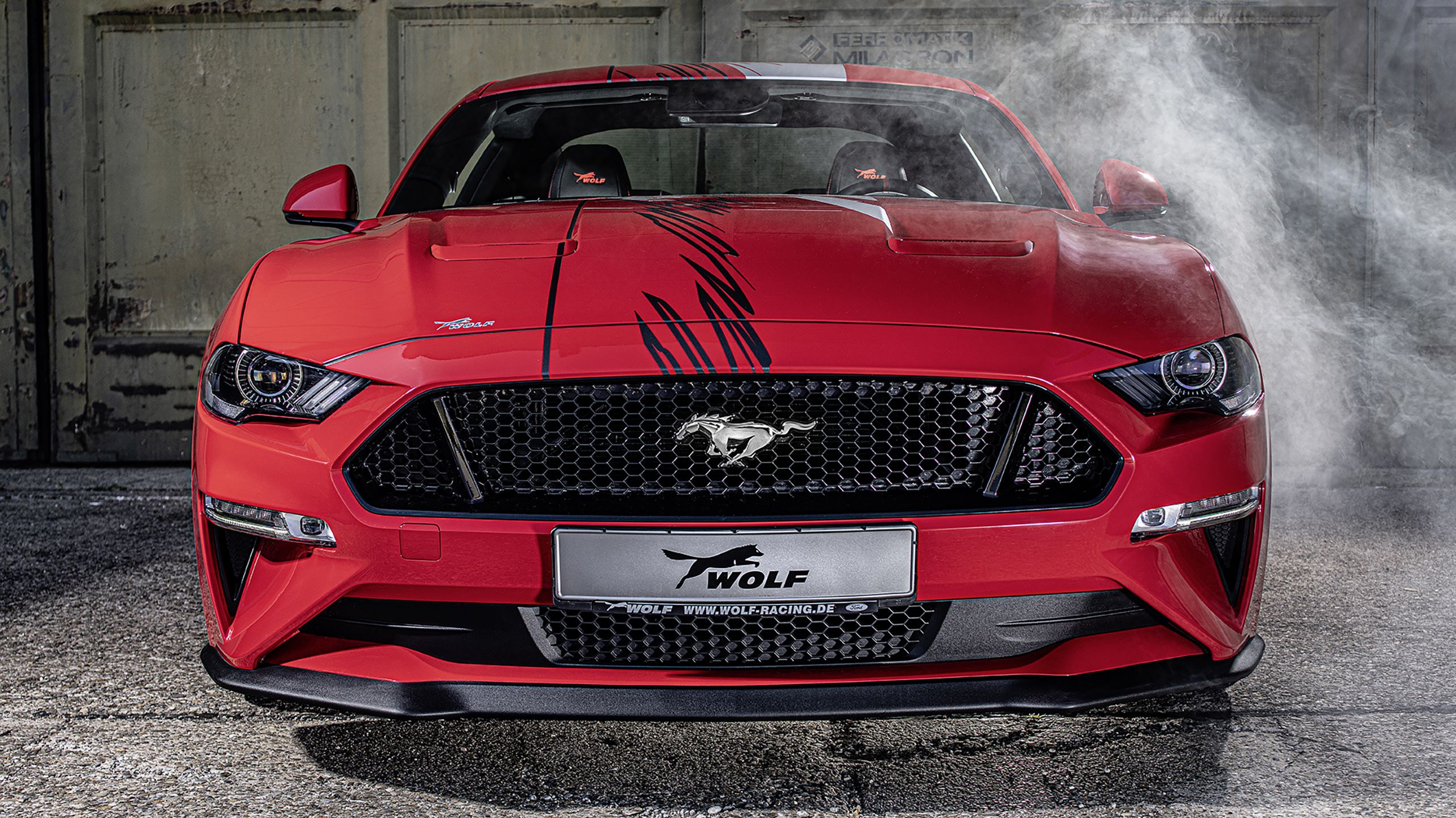 Wallpaper of Car, Ford Mustang GT, Muscle Car, Red, Smoke