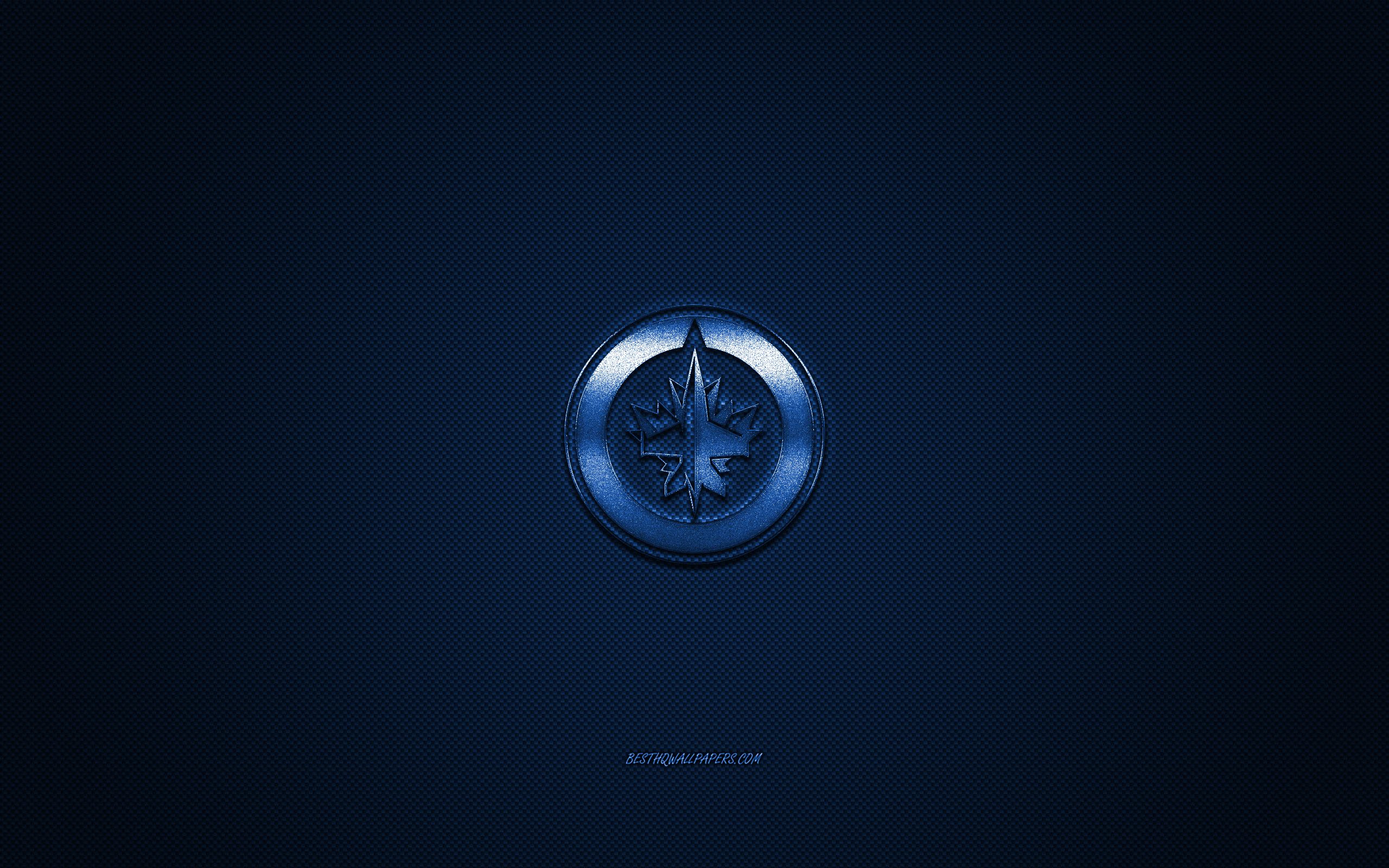 Download wallpaper Winnipeg Jets, American hockey club, NHL, blue