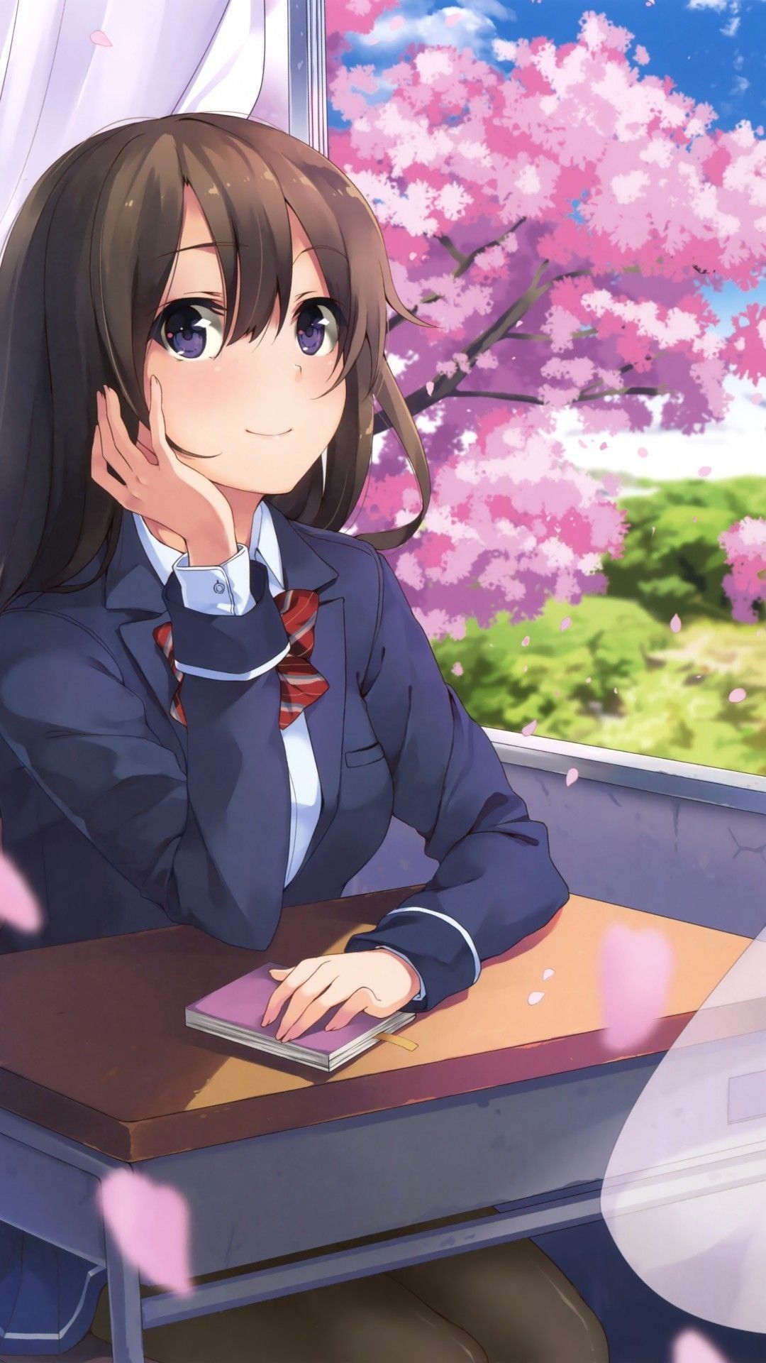 Cute Anime School Girl Wallpaper