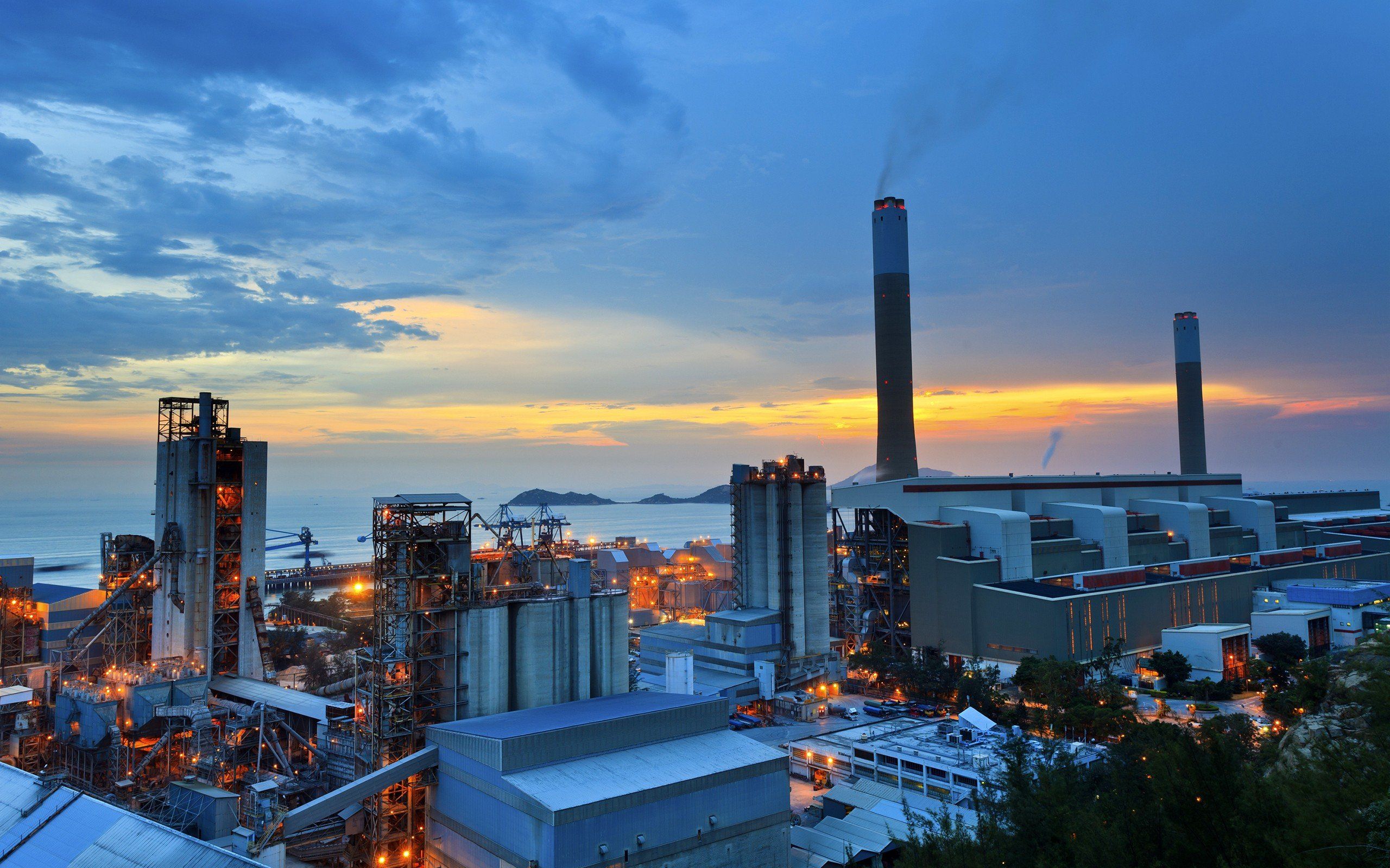 industrial, Sunrise, Hong Kong, Power plant Wallpaper HD