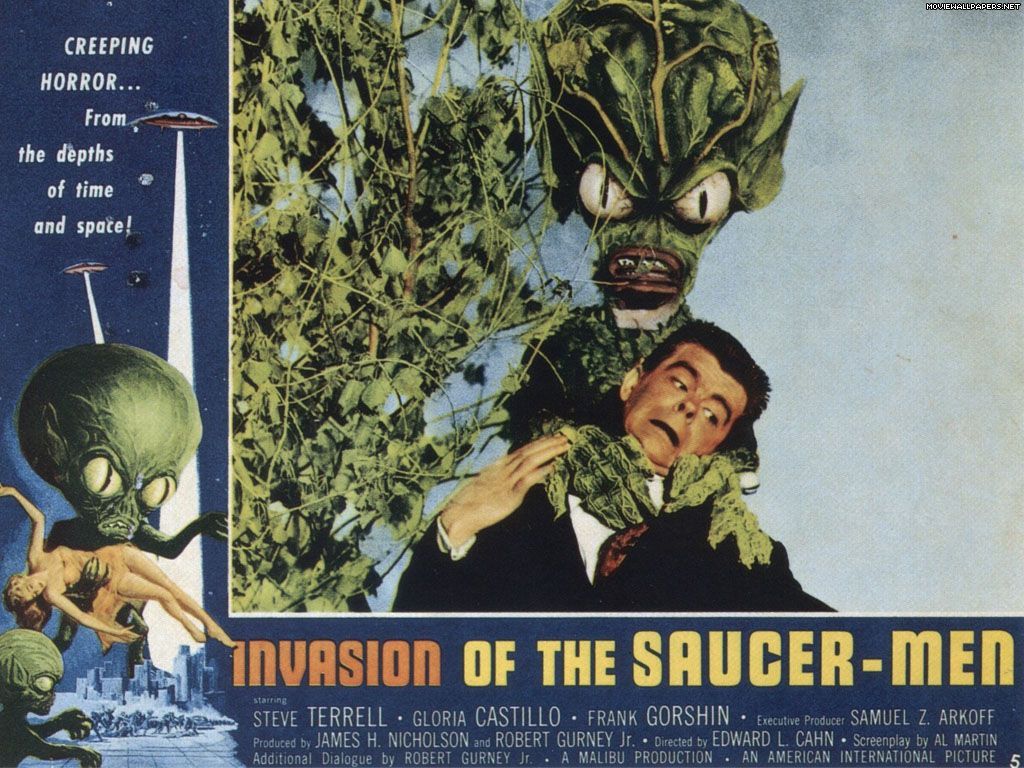 Classic Science Fiction Films Wallpaper: Invasion of the Saucer Men. Science fiction film, Science fiction movie posters, Movie monsters