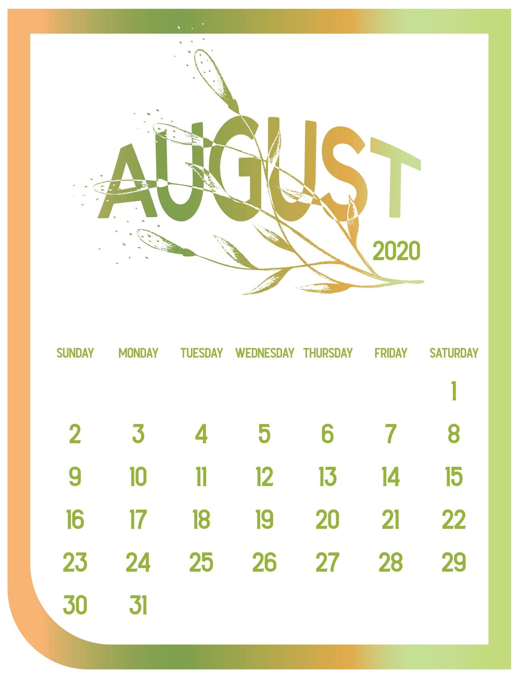 Cute August 2020 Calendar Archives Calendars for Students