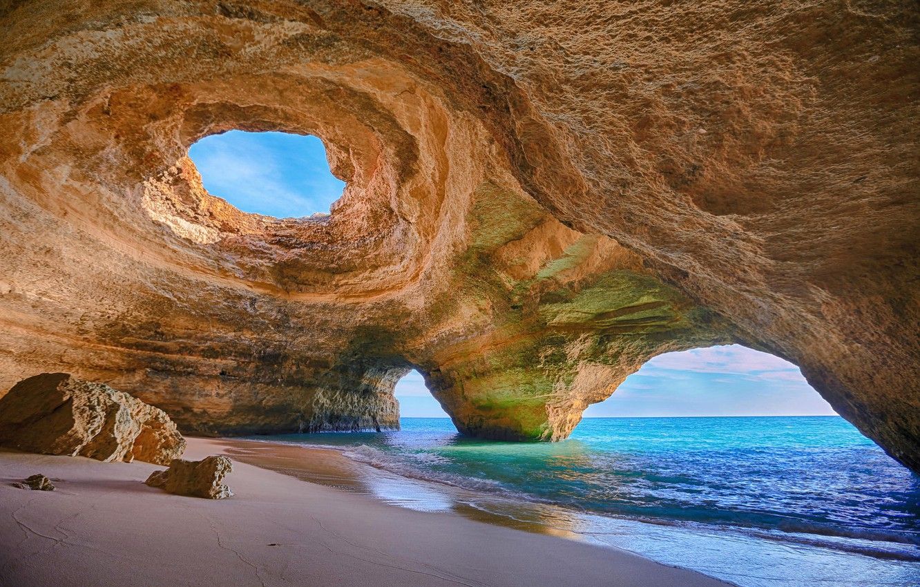 Wallpaper sand, sea, rock, stones, shore, arch, Portugal, portugal