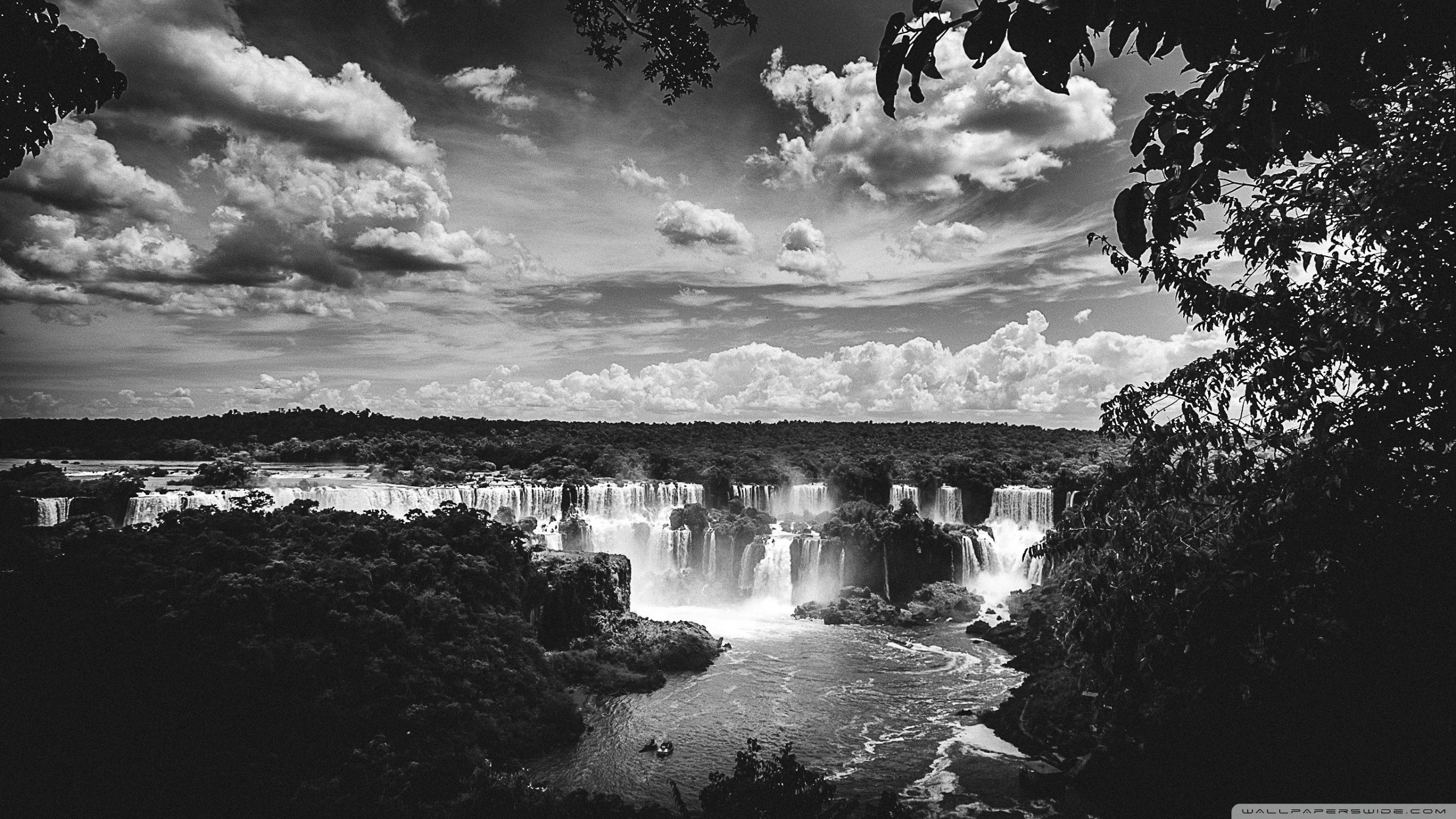 Iguazu Falls Black and White Ultra HD Desktop Background Wallpaper