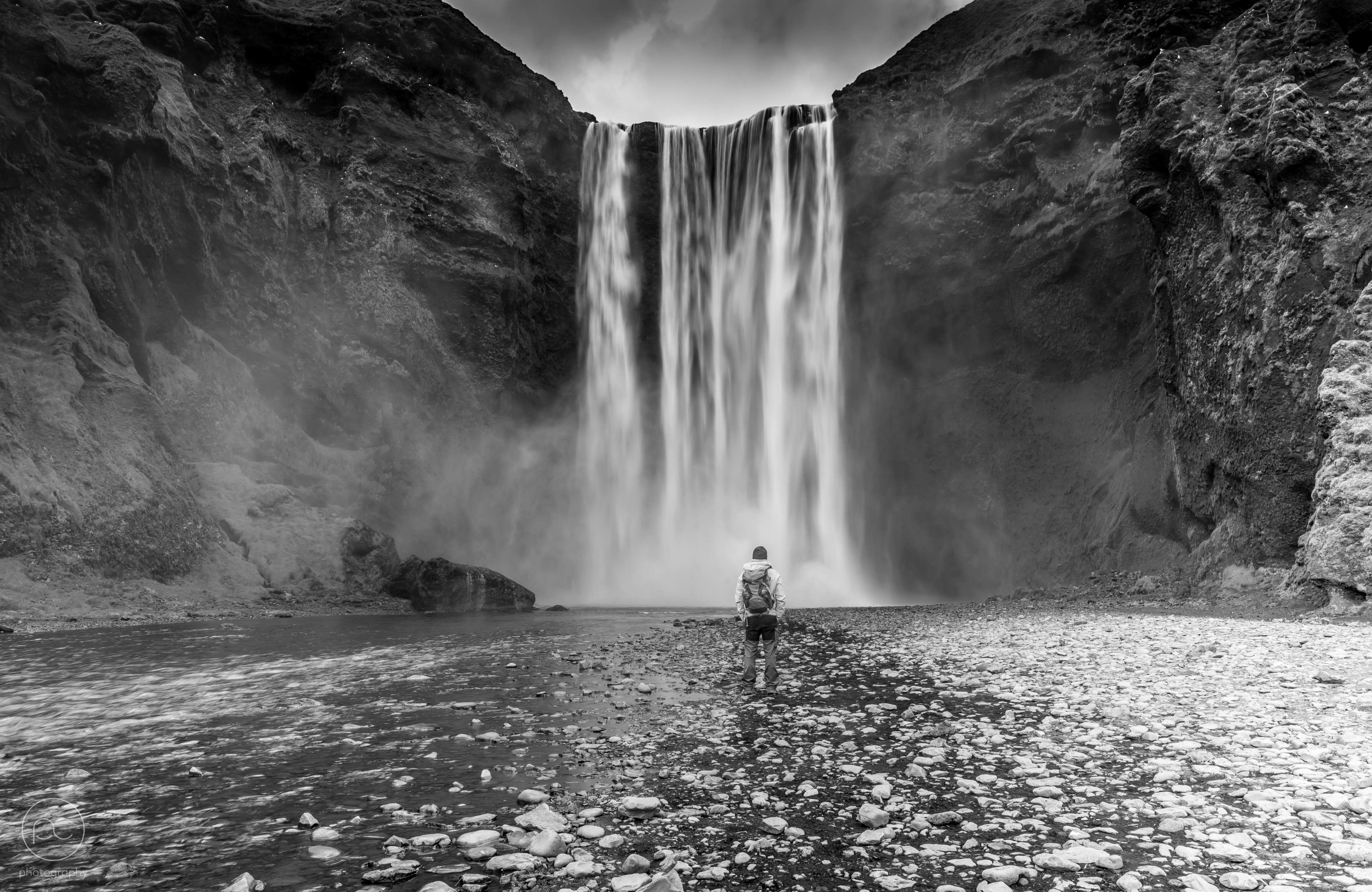 alone in nature, black and white, iceland, mood, nature