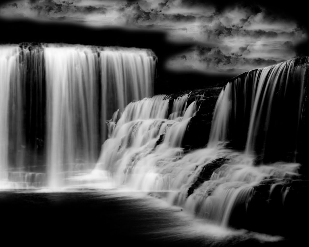 a dark waterfall. <3. Live wallpaper, Waterfall, Wallpaper