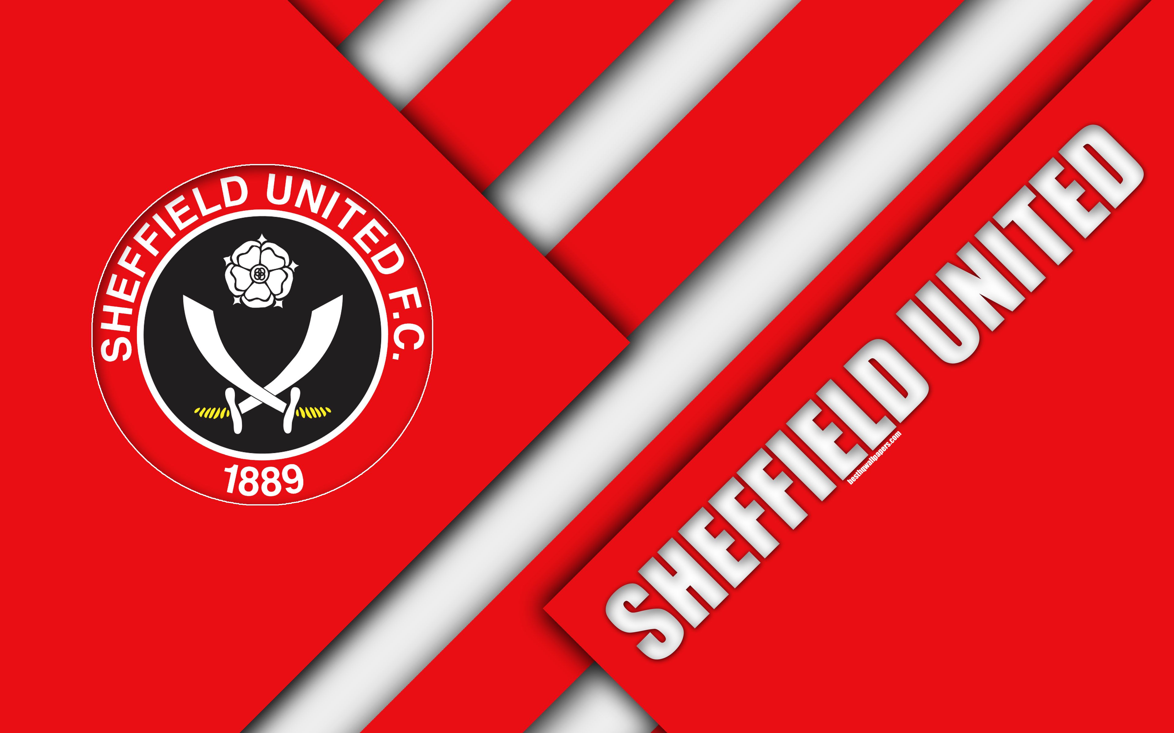 Download wallpaper Sheffield United FC, logo, 4k, red abstraction