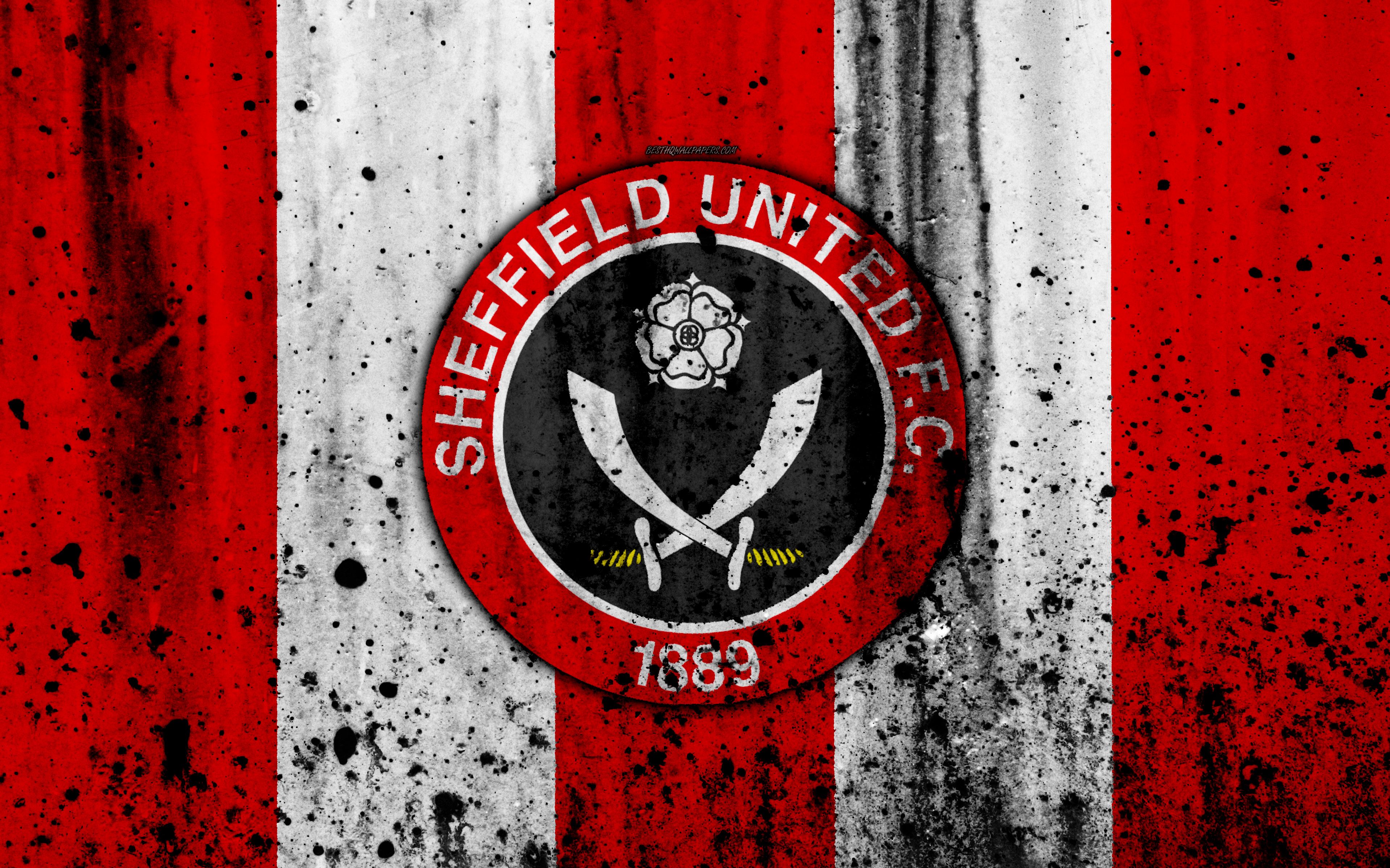 Download wallpaper 4k, FC Sheffield United, grunge, EFL