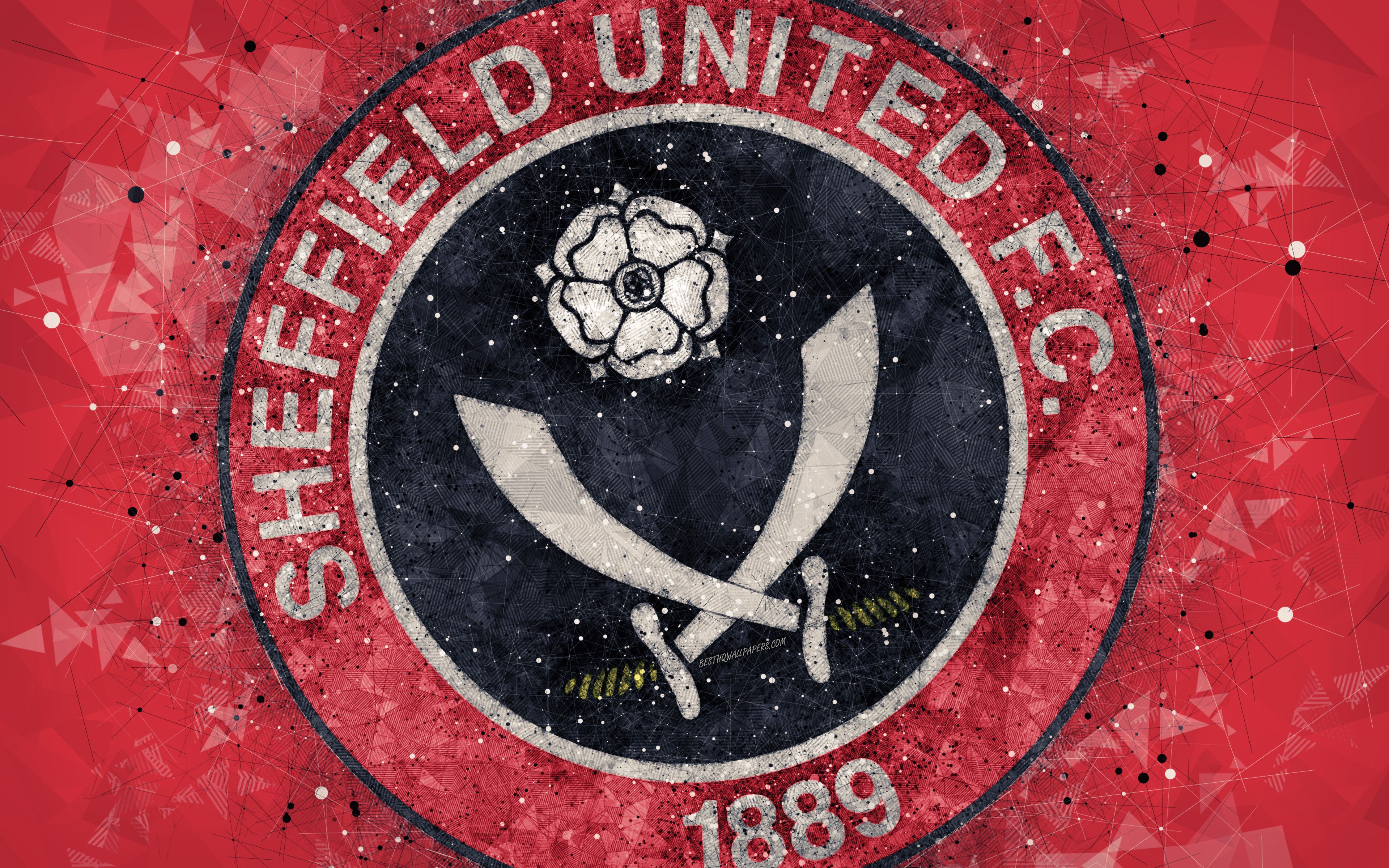 Download wallpaper Sheffield United FC, 4k, geometric art, logo