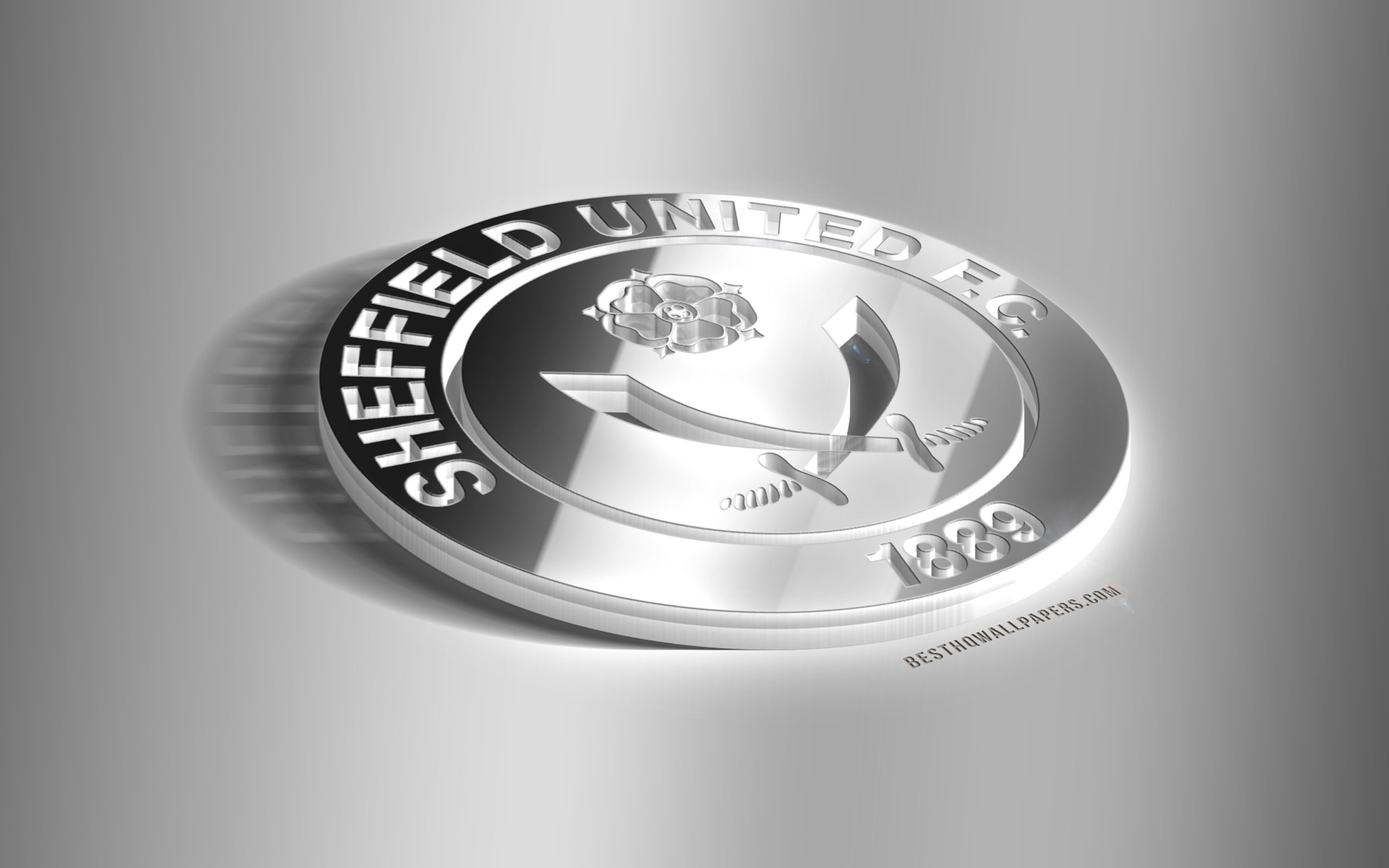 Download wallpaper Sheffield United FC, 3D steel logo, English