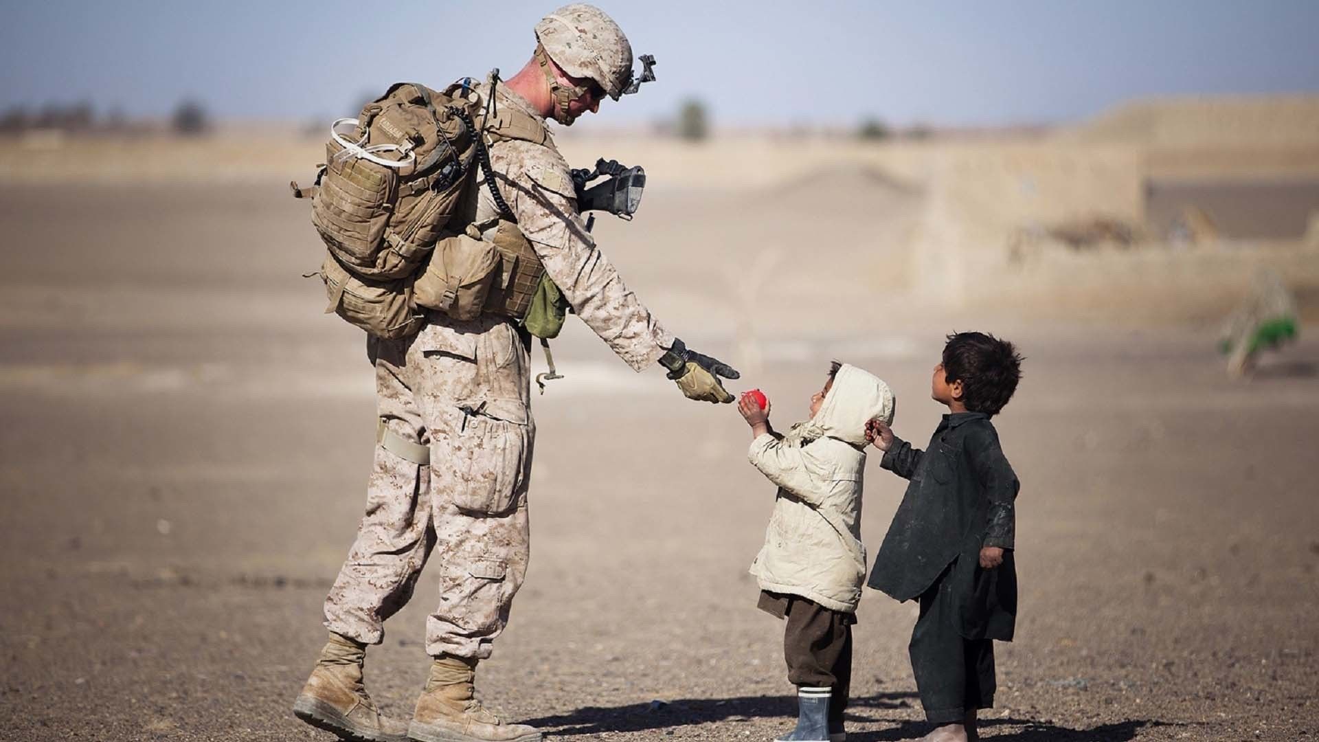 Army Soldier Love to Child
