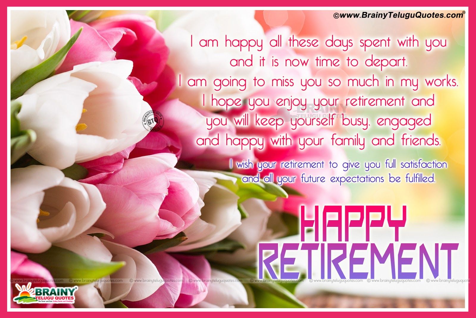 Happy Retirement Day Quotes Greetings wishes with blooming HD