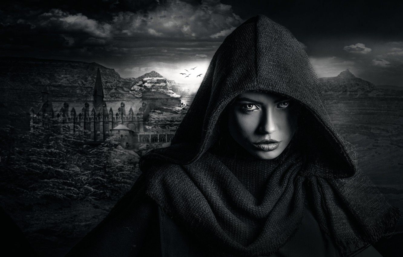Wallpaper girl, hood, Dark Castle, Joachim Bergauer image for desktop, section стиль