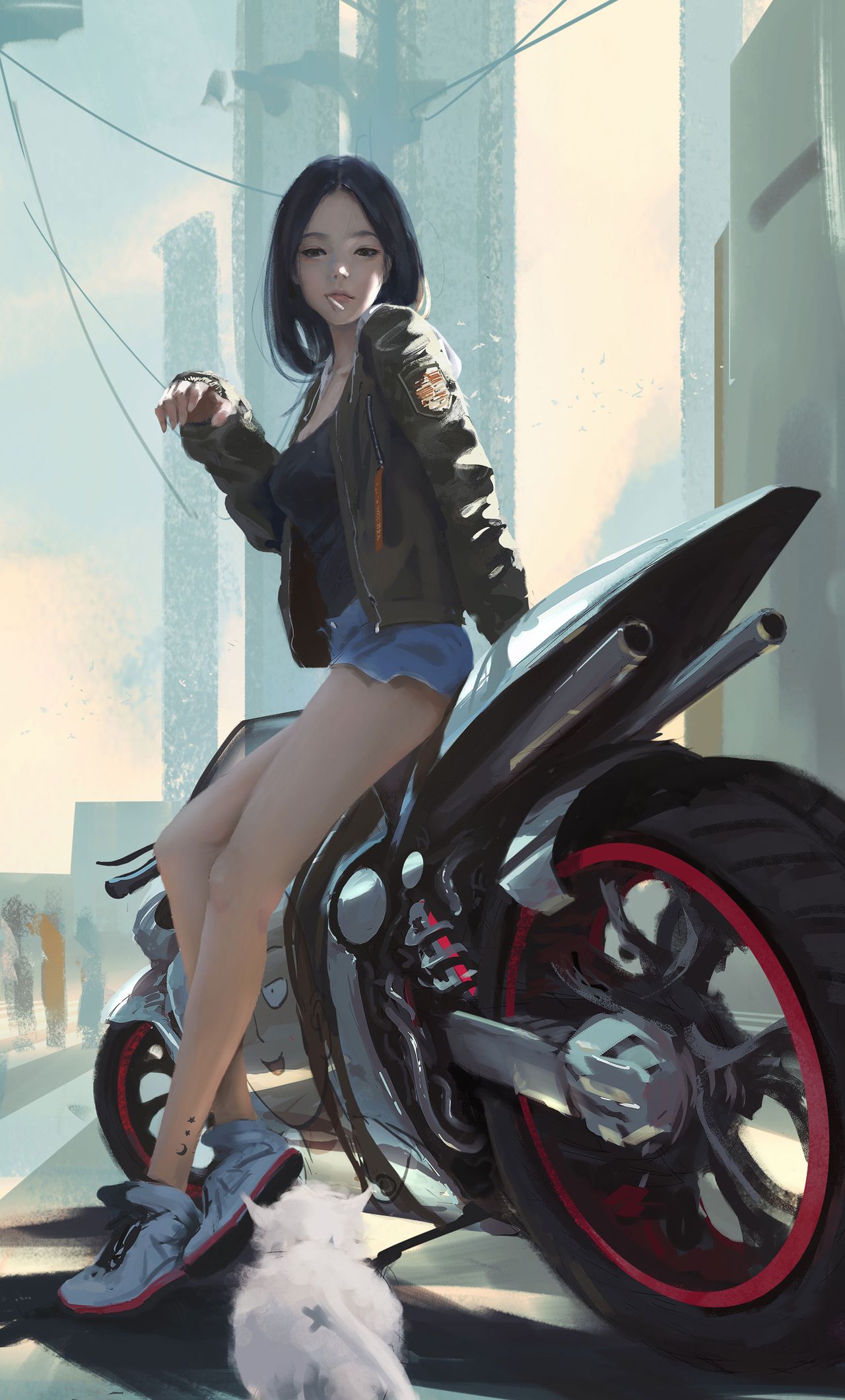 Anime Biker Girl iPhone HD 4k Wallpaper, Image