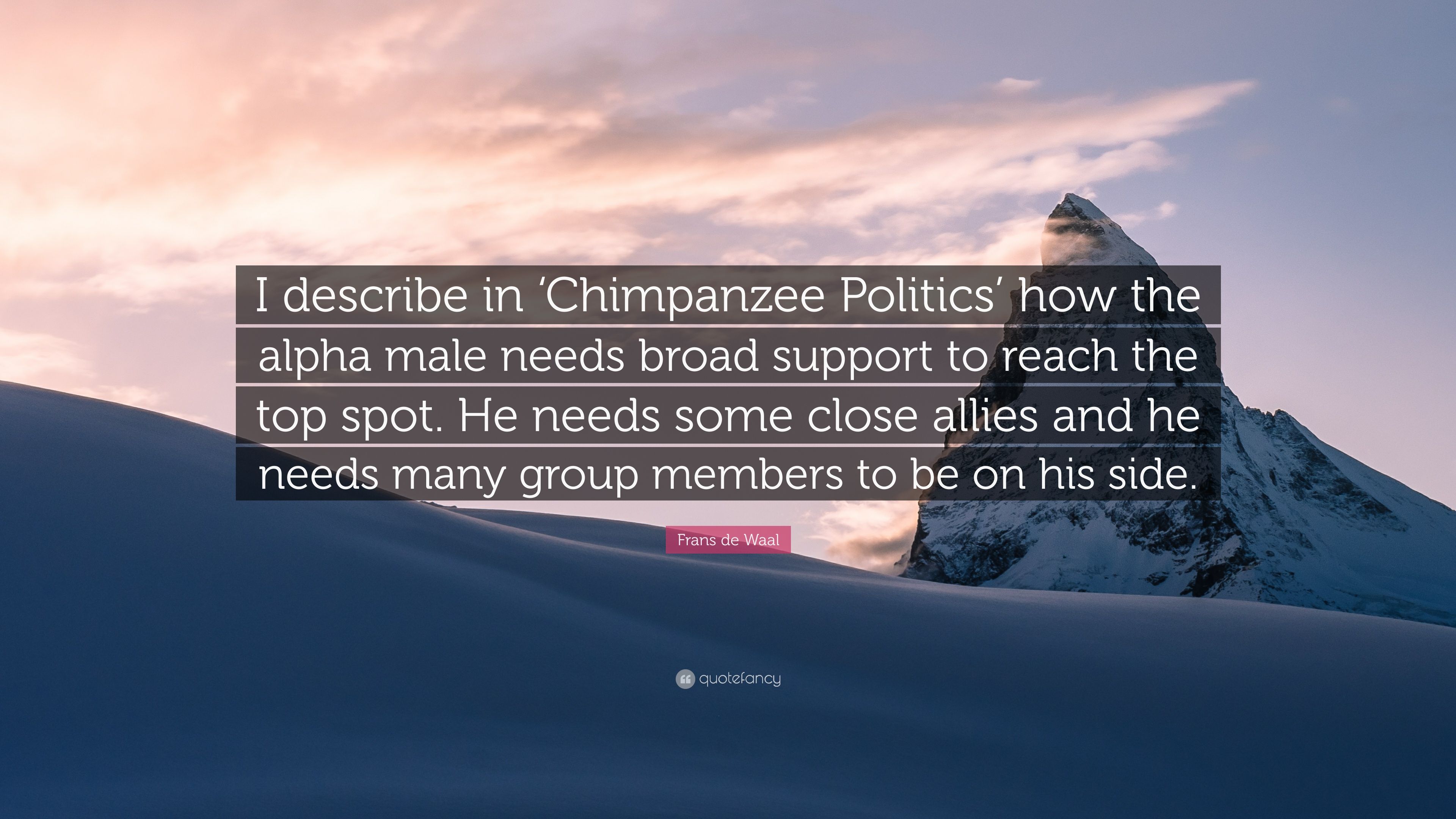 Frans de Waal Quote: “I describe in 'Chimpanzee Politics' how
