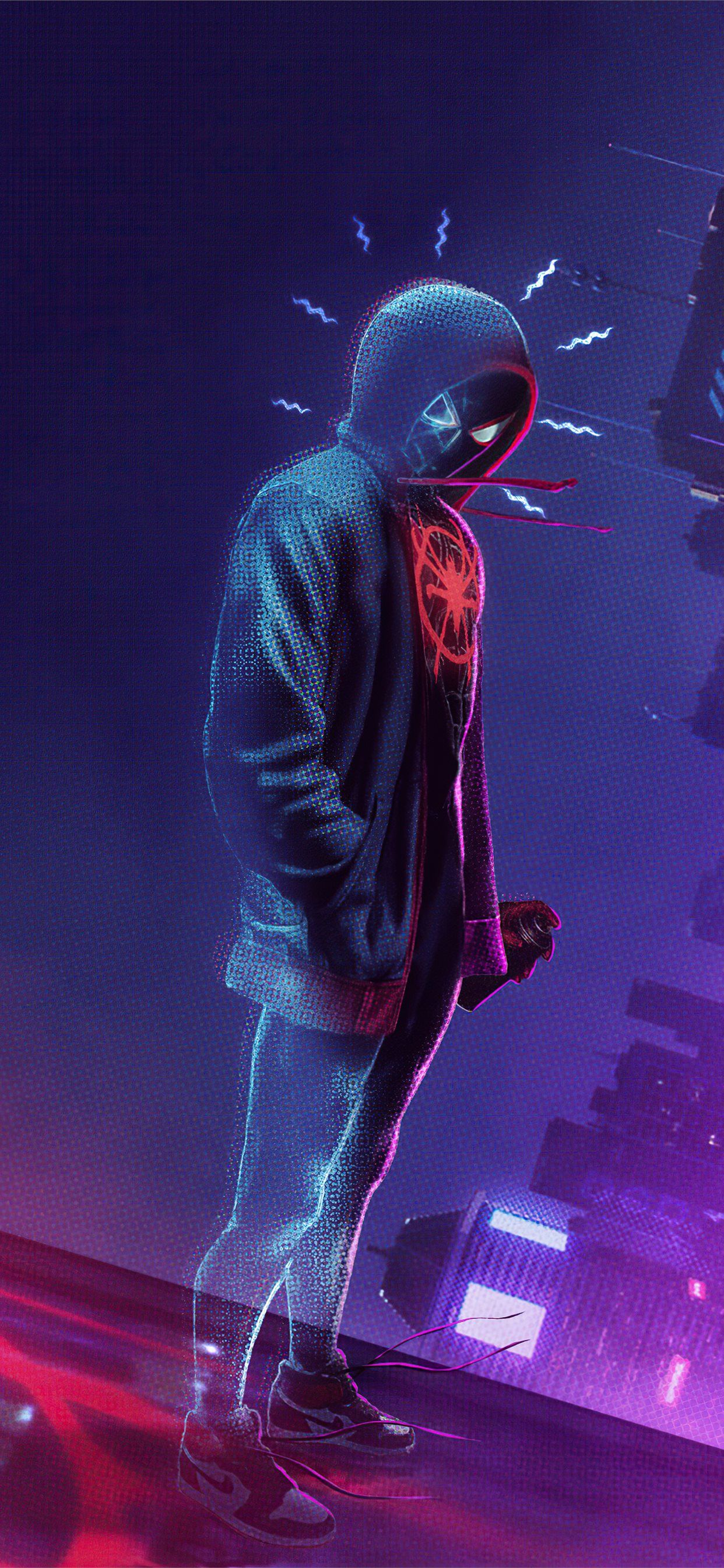spider man miles morales noise iPhone X Wallpaper Free Download