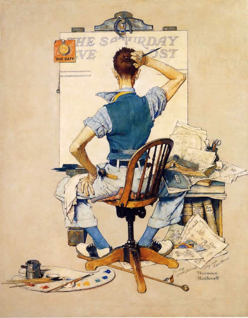 Artist Facing Blank Canvas Rockwell Wallpaper Image