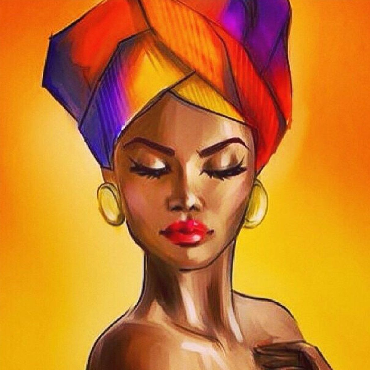 5D Diamond Painting Colorful Hats African Women Paint