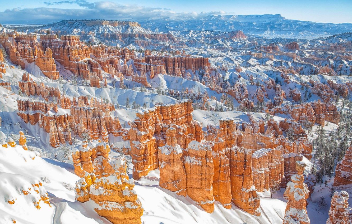 Wallpaper winter, snow, canyon, Utah, Utah, Bryce Canyon National