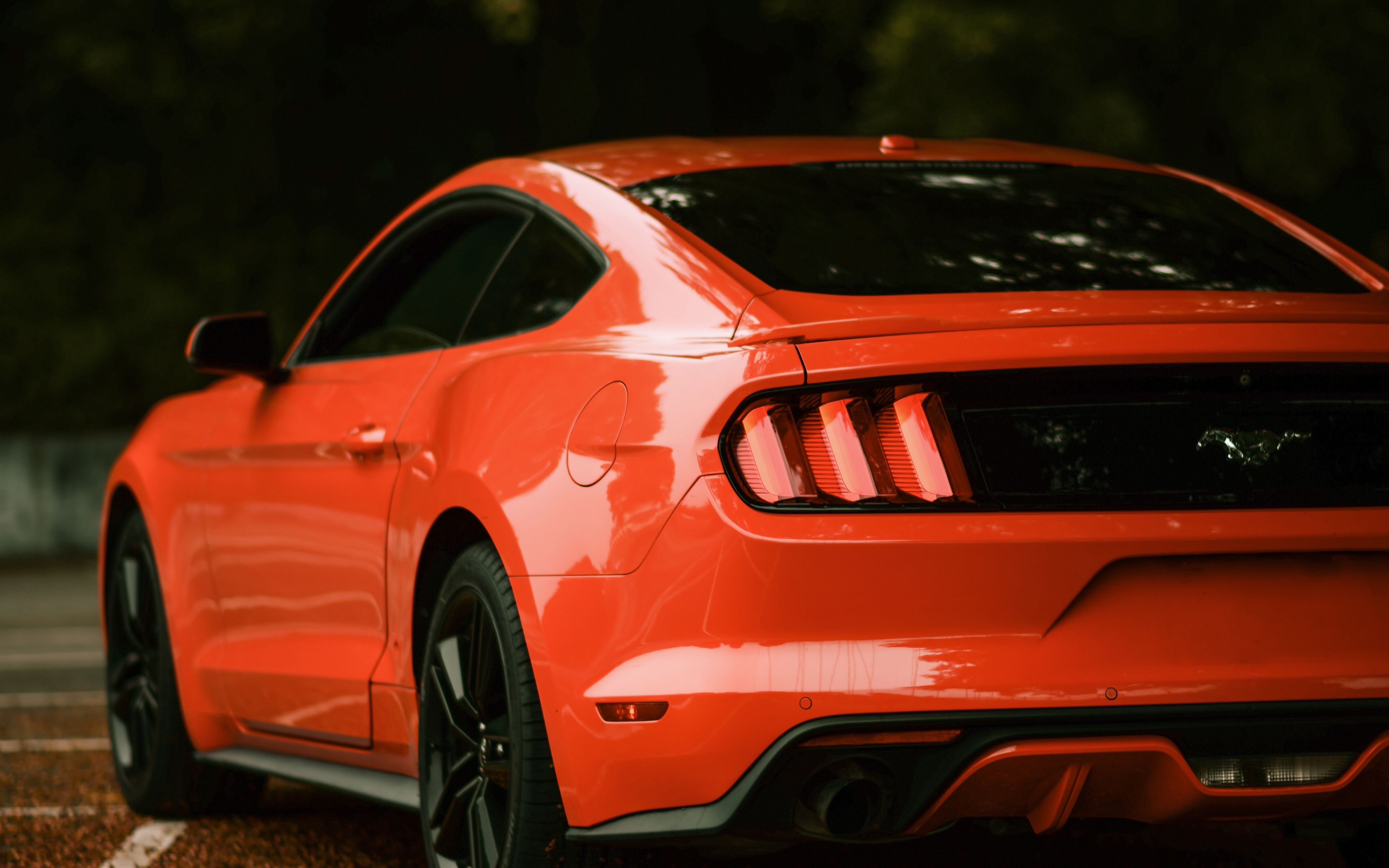 Download wallpaper 3840x2400 ford mustang, ford, car, red, side