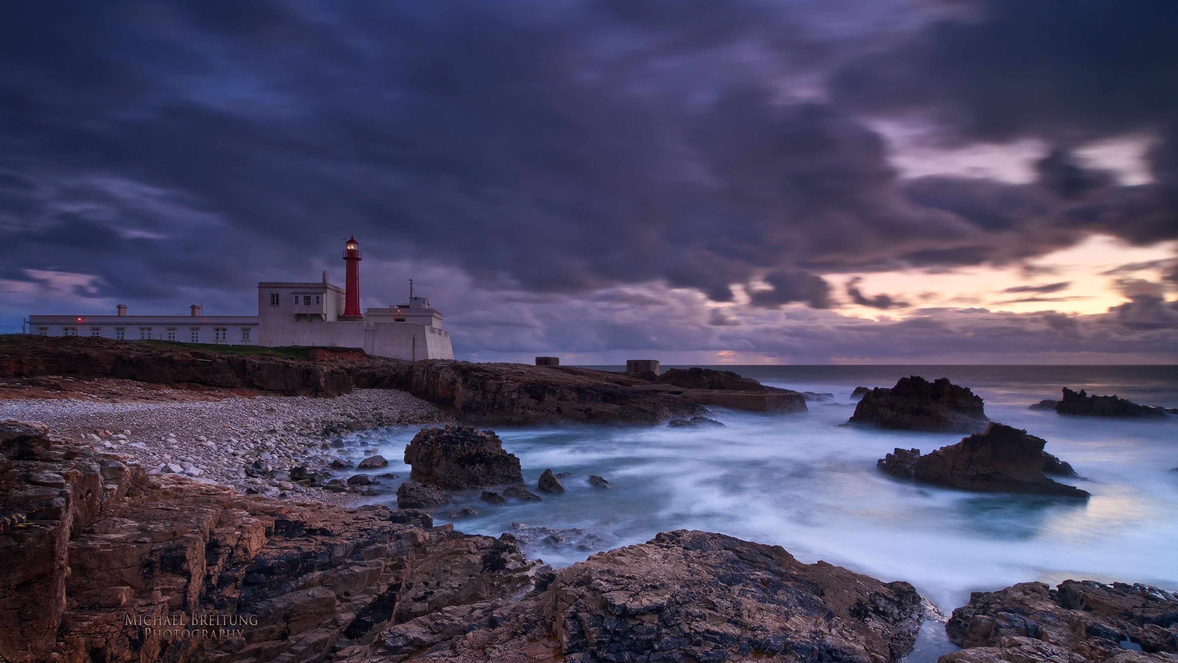 Free download Evening Lighthouse Portugal Coast Wallpaper