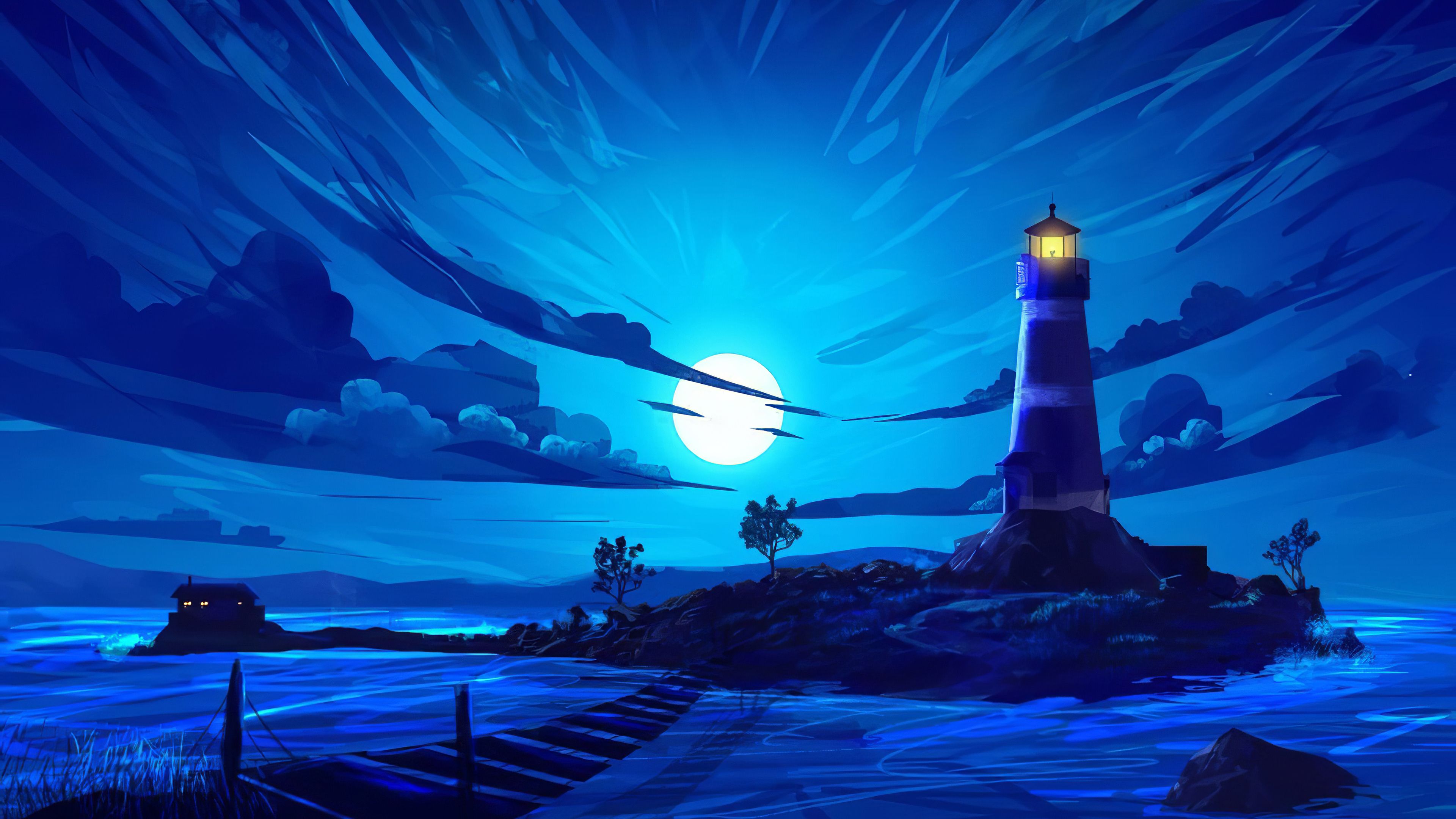 Lighthouse Illustration 4k, HD Artist, 4k Wallpaper, Image