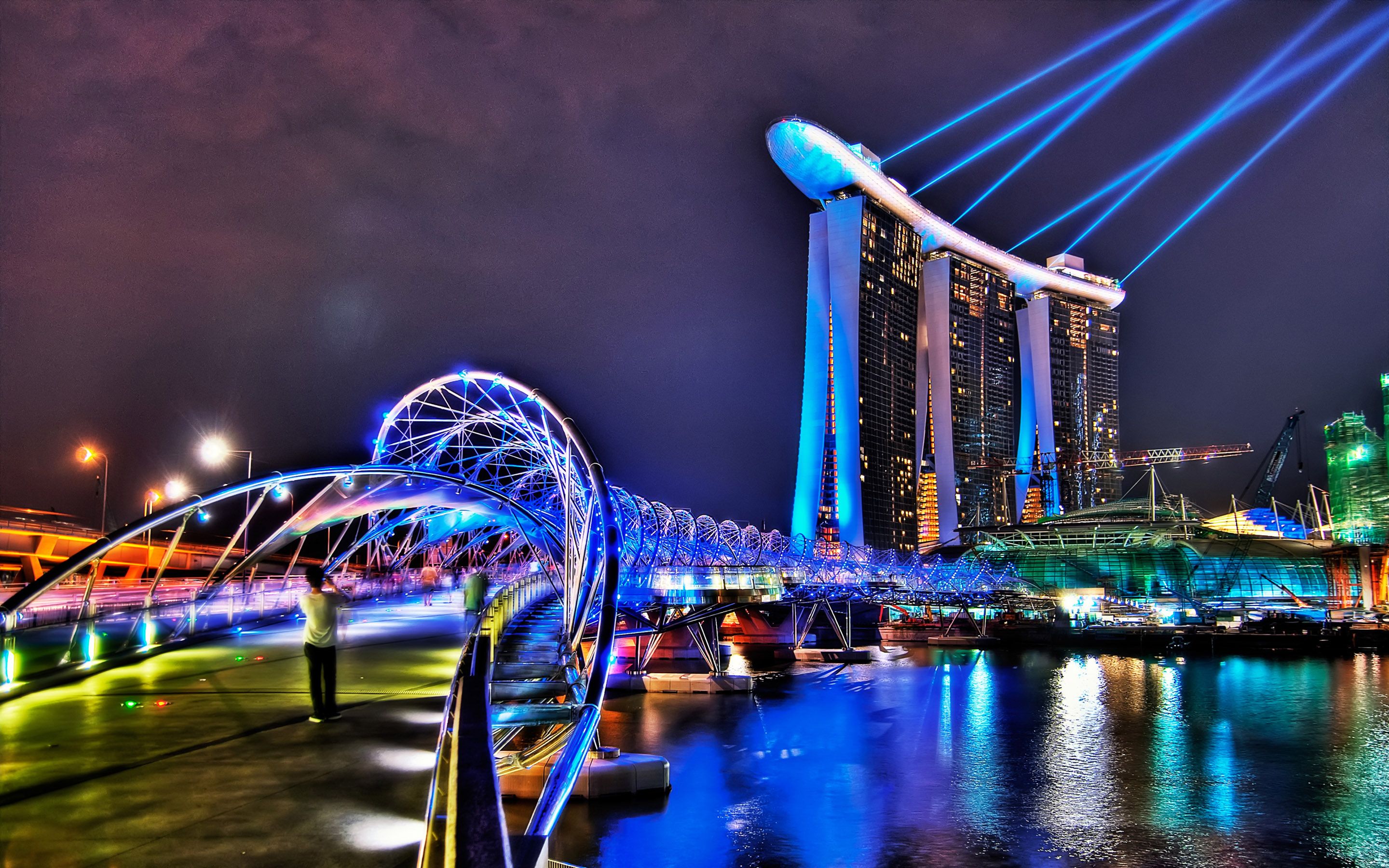 Singapore Bridges Skyscrapers Marina Bay Sands Hotel Wallpaper HD