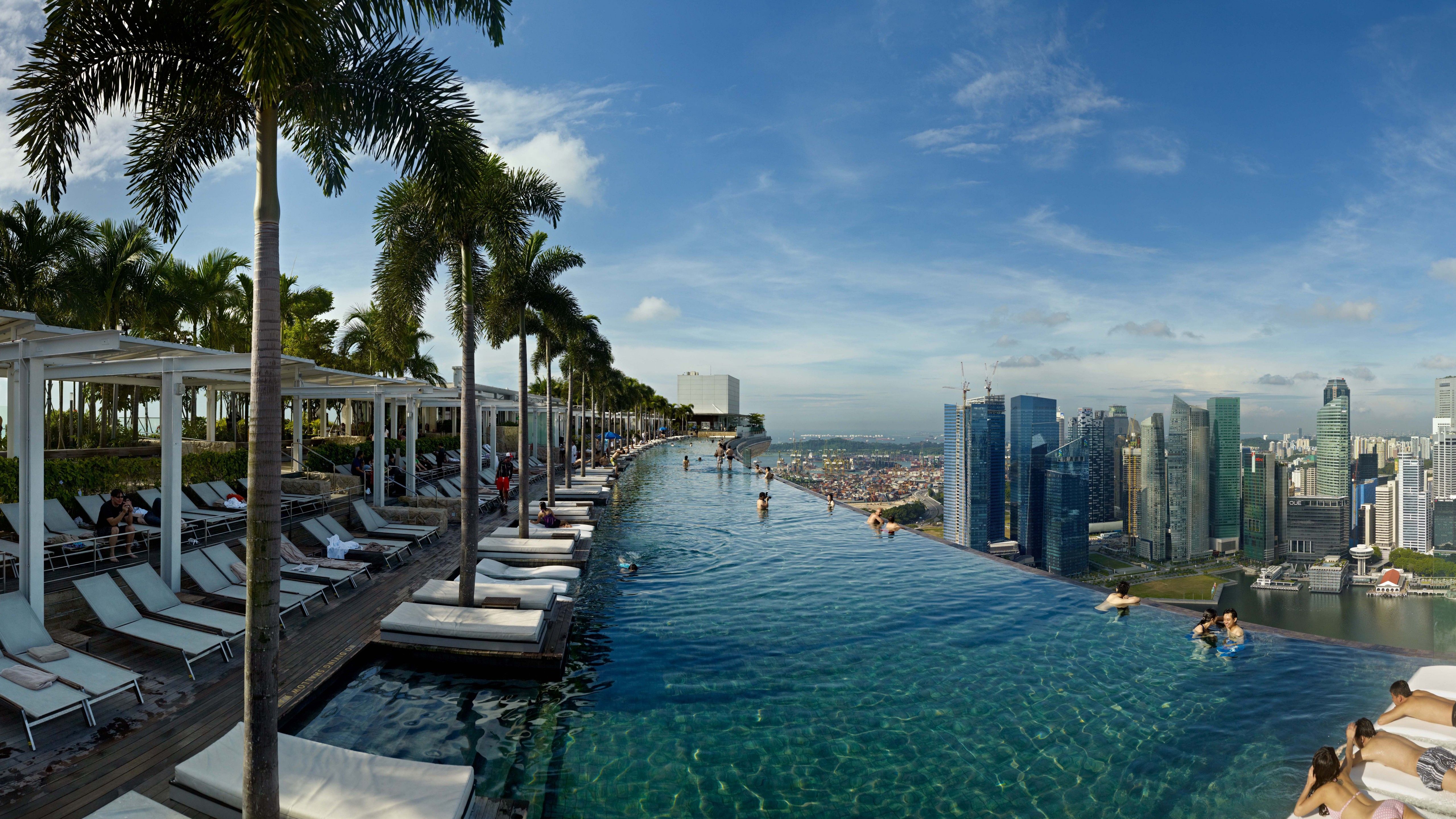 Wallpaper Marina Bay Sands, infinity pool, pool, hotel, travel