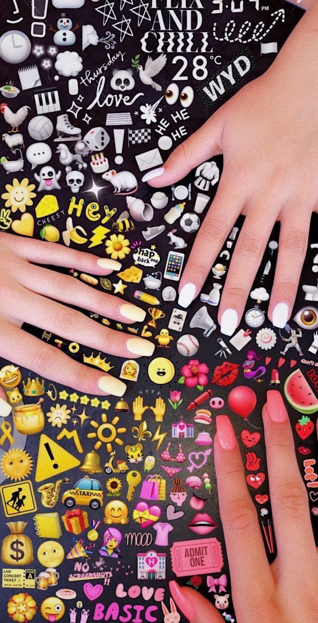 Wallpaper. Emoji picture, Cute nails