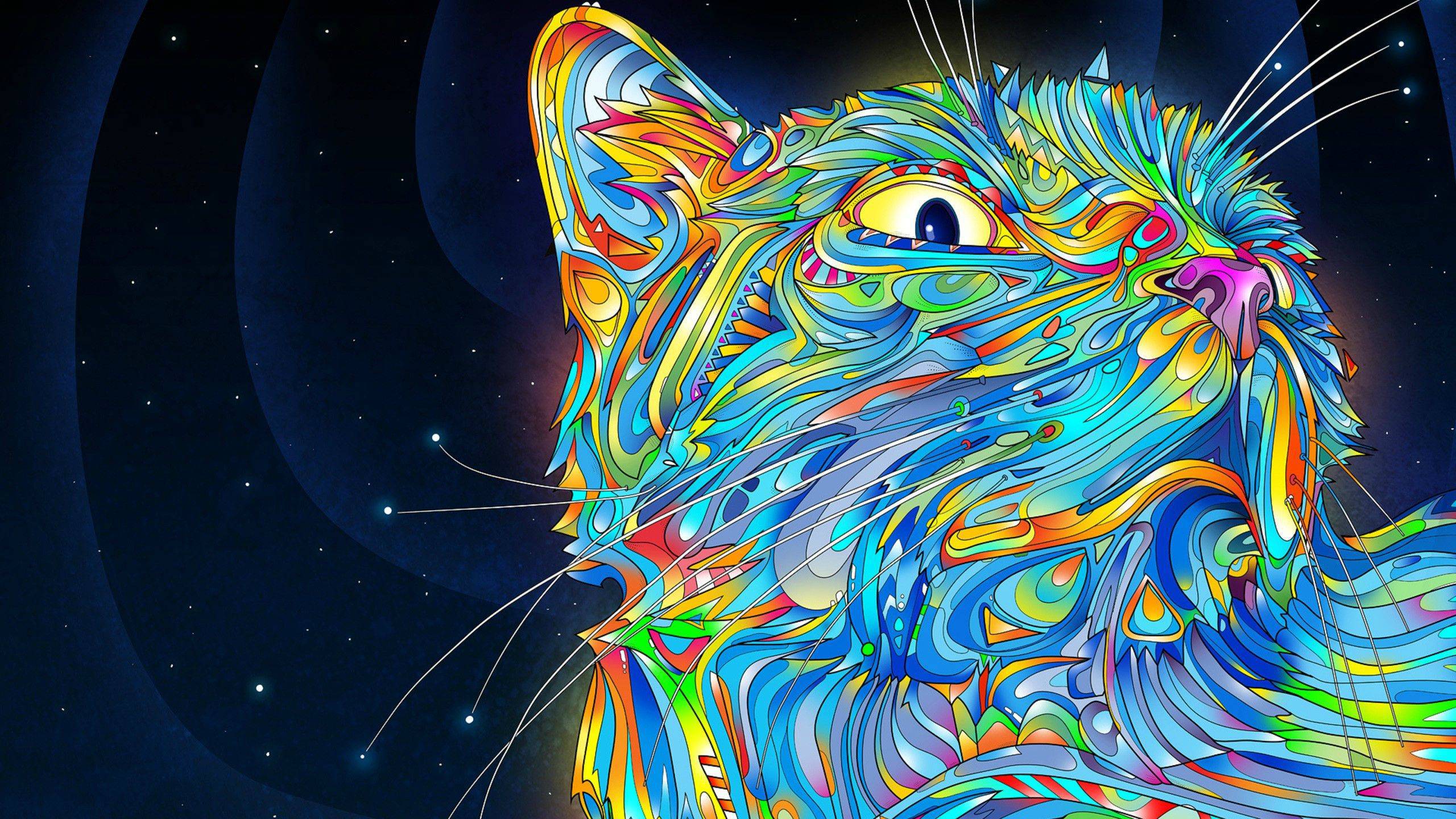 Free download Trippy Cat WQHD Wallpaper [2560x1440]