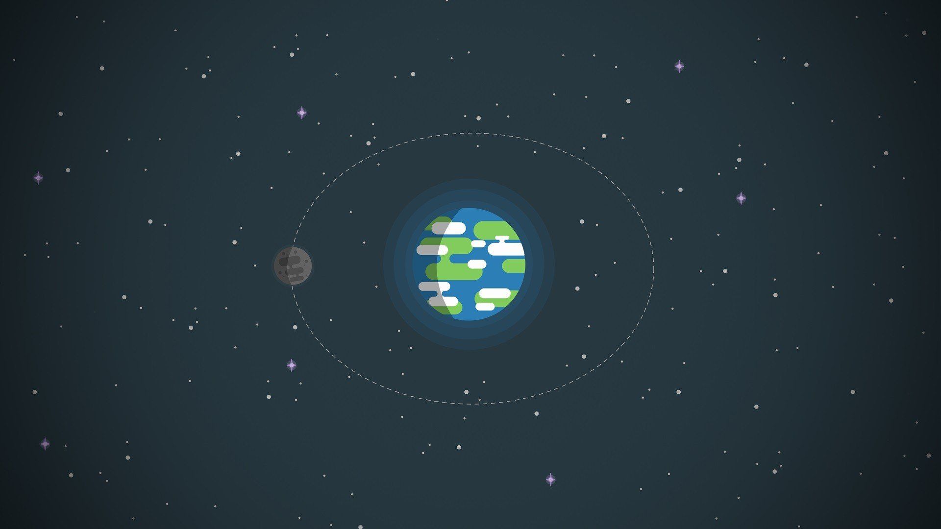 Earth, Moon, Minimalism, Stars, Space, Kurzgesagt Wallpaper HD