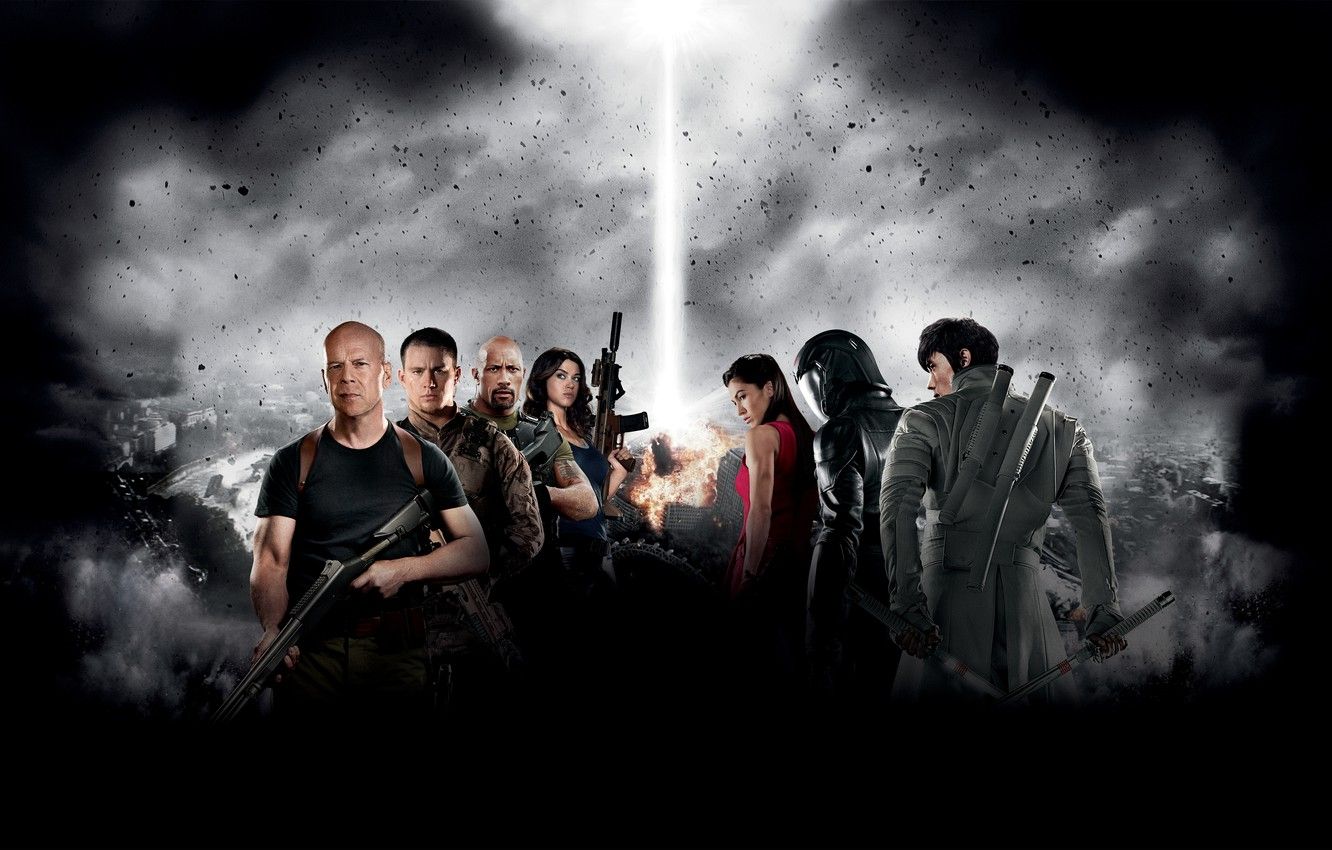 Wallpaper girl, Bruce Willis, Gun, Storm, woman, Metro, Cobra, man, boy, Guns, Shadow, men, women, General, Dwayne Johnson, Roadblock image for desktop, section фильмы