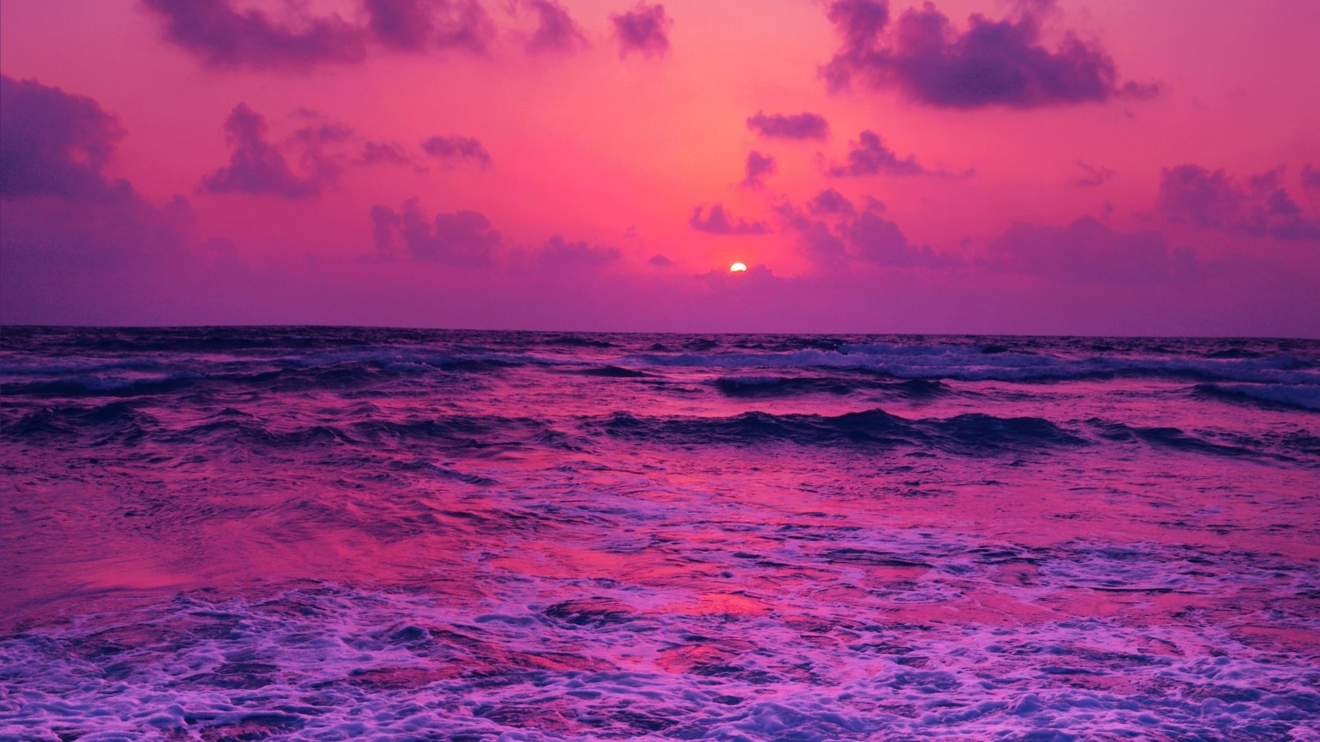 Horizon Pink Sunset Near Sea Wallpaper, HD Nature 4K Wallpaper, Image, Photo and Background