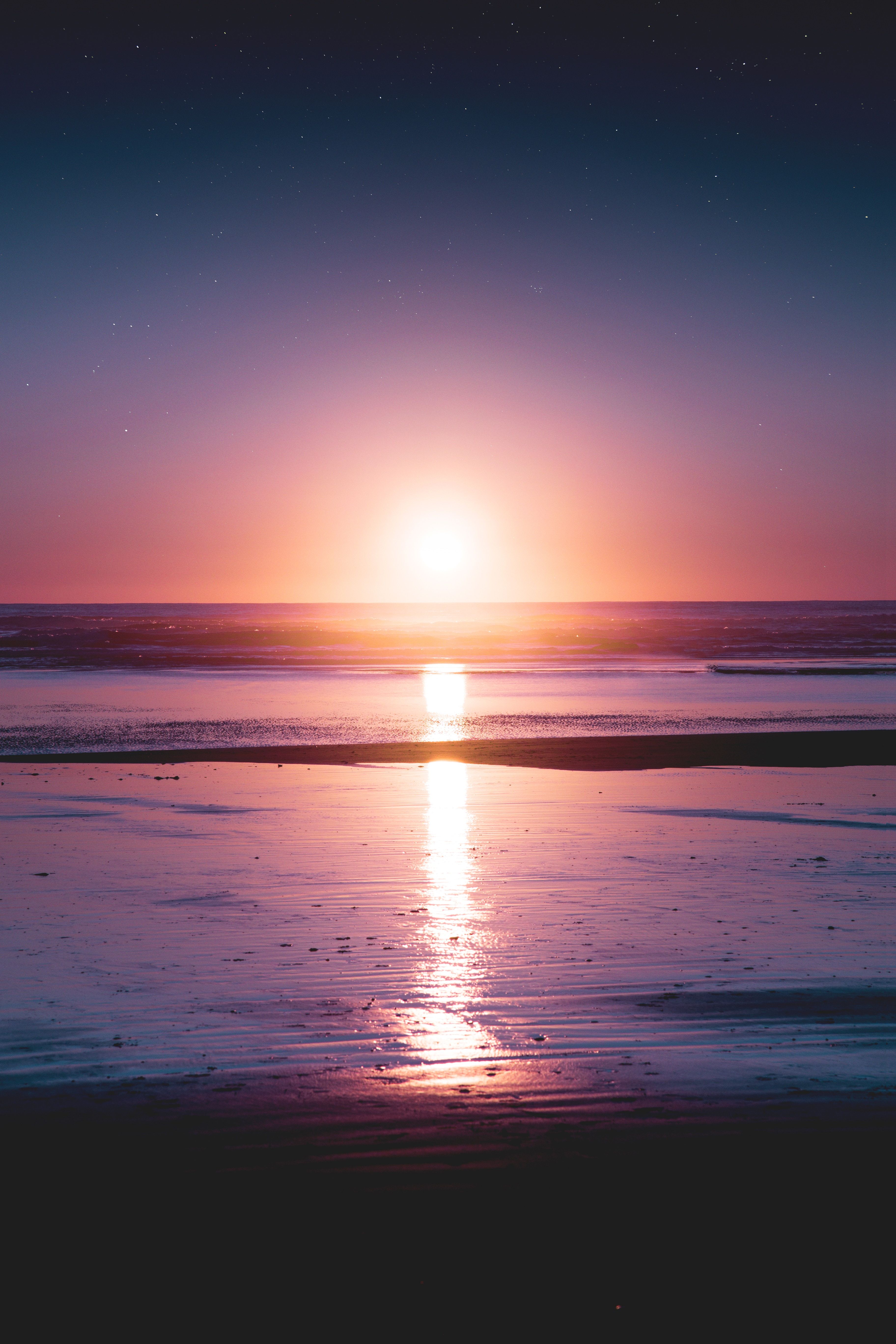 Download wallpaper 3648x5472 sunset, sea, sun, light, coast, horizon HD background