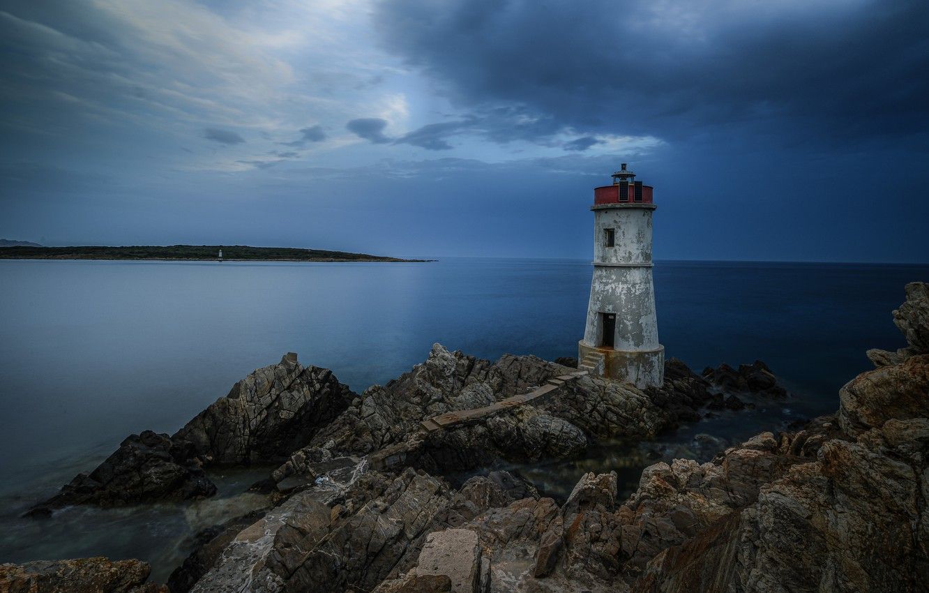 Wallpaper coast, lighthouse, Italy, Sardinia image for desktop