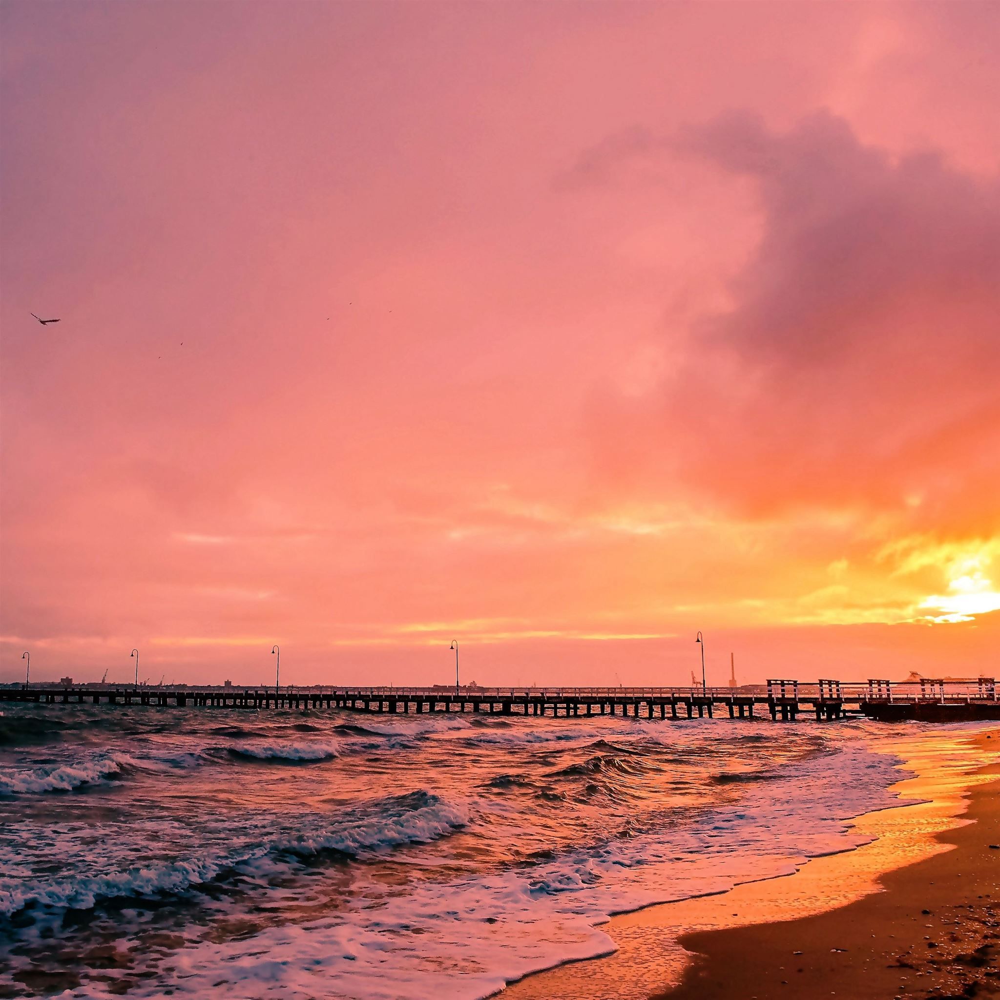 Sunset sea sun landscape iPad Pro Wallpaper Free Download