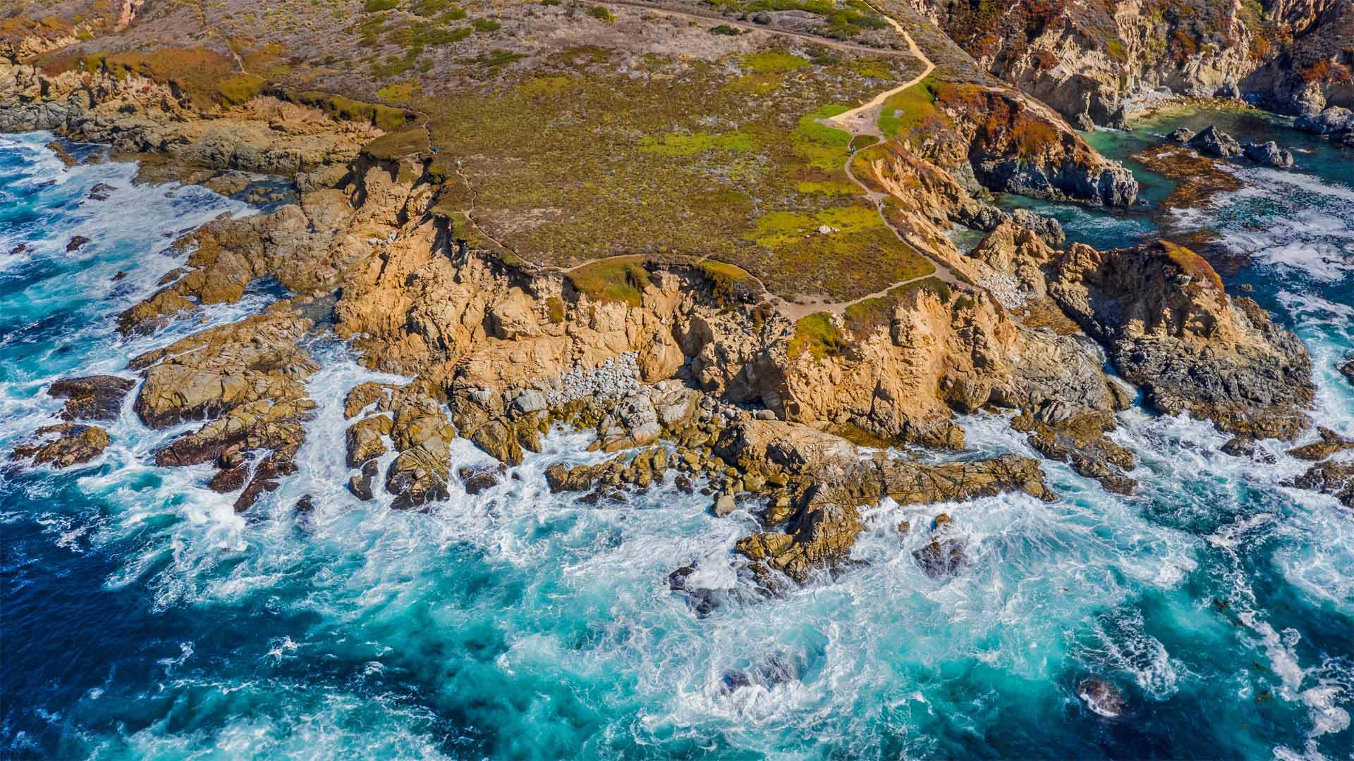 Aerial view of the Big Sur coastline near Monterey, California