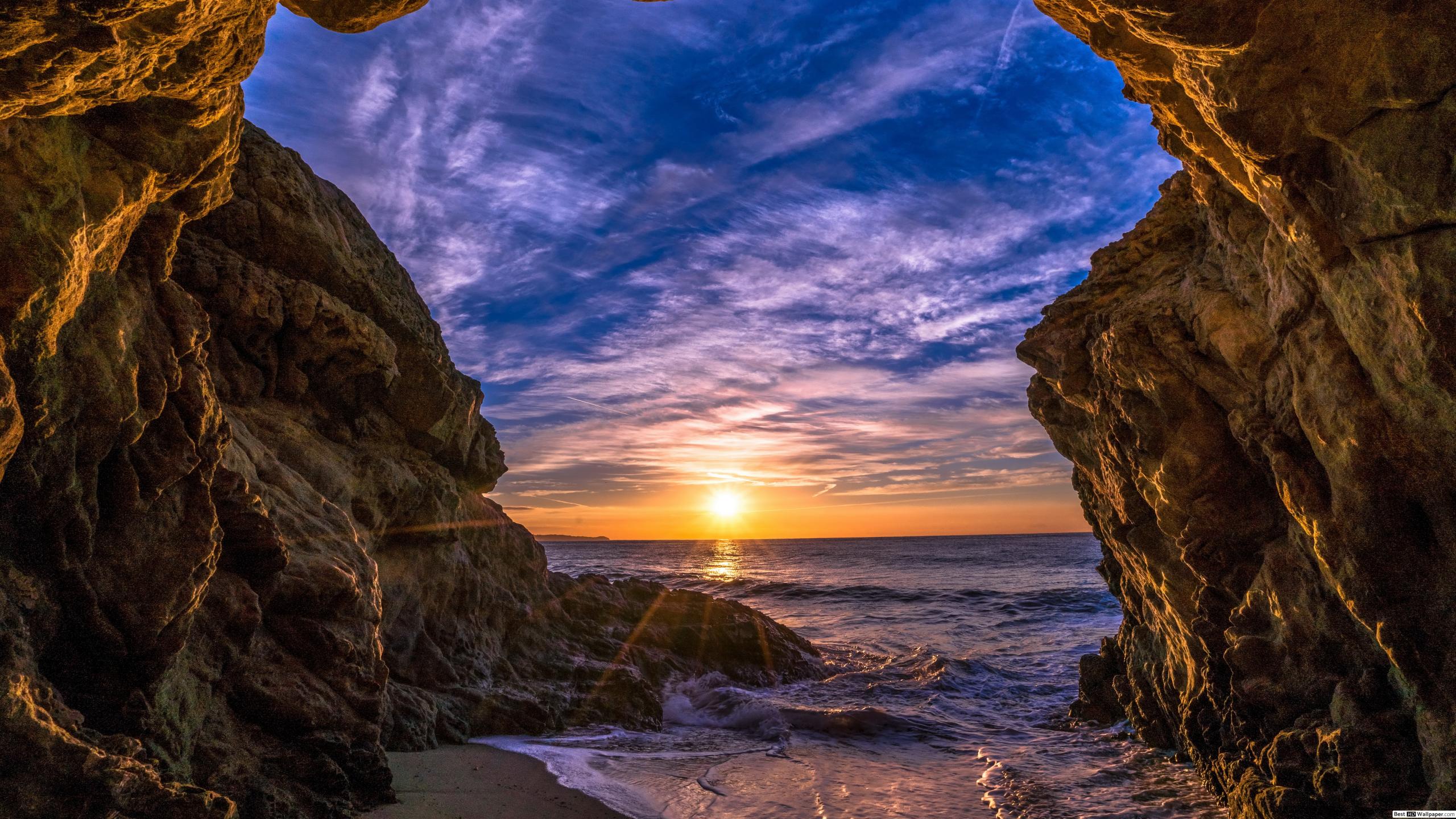 Beach Cave in Malibu, California HD .besthdwallpaper.com