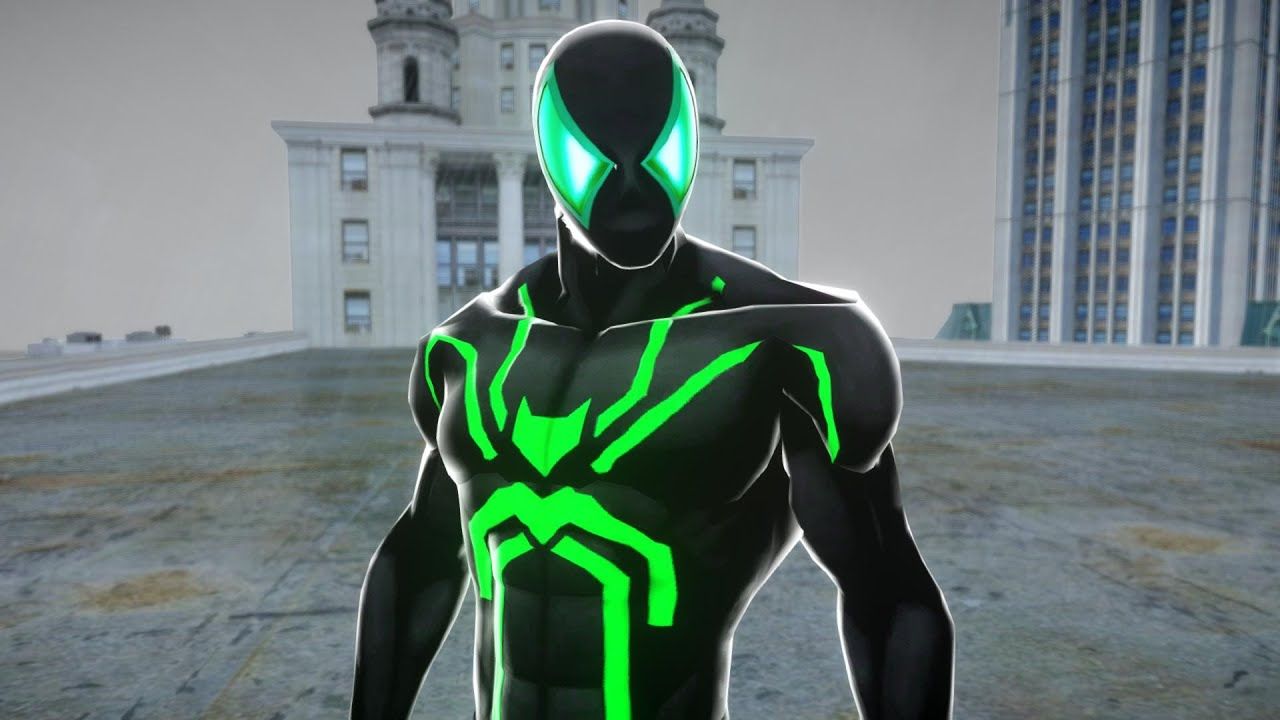 Green & Black Spiderman Man Suit