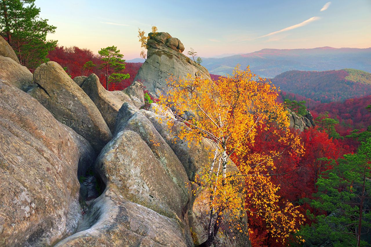 Desktop Wallpaper Carpathians Ukraine Dovbush Rocks Cliff Nature